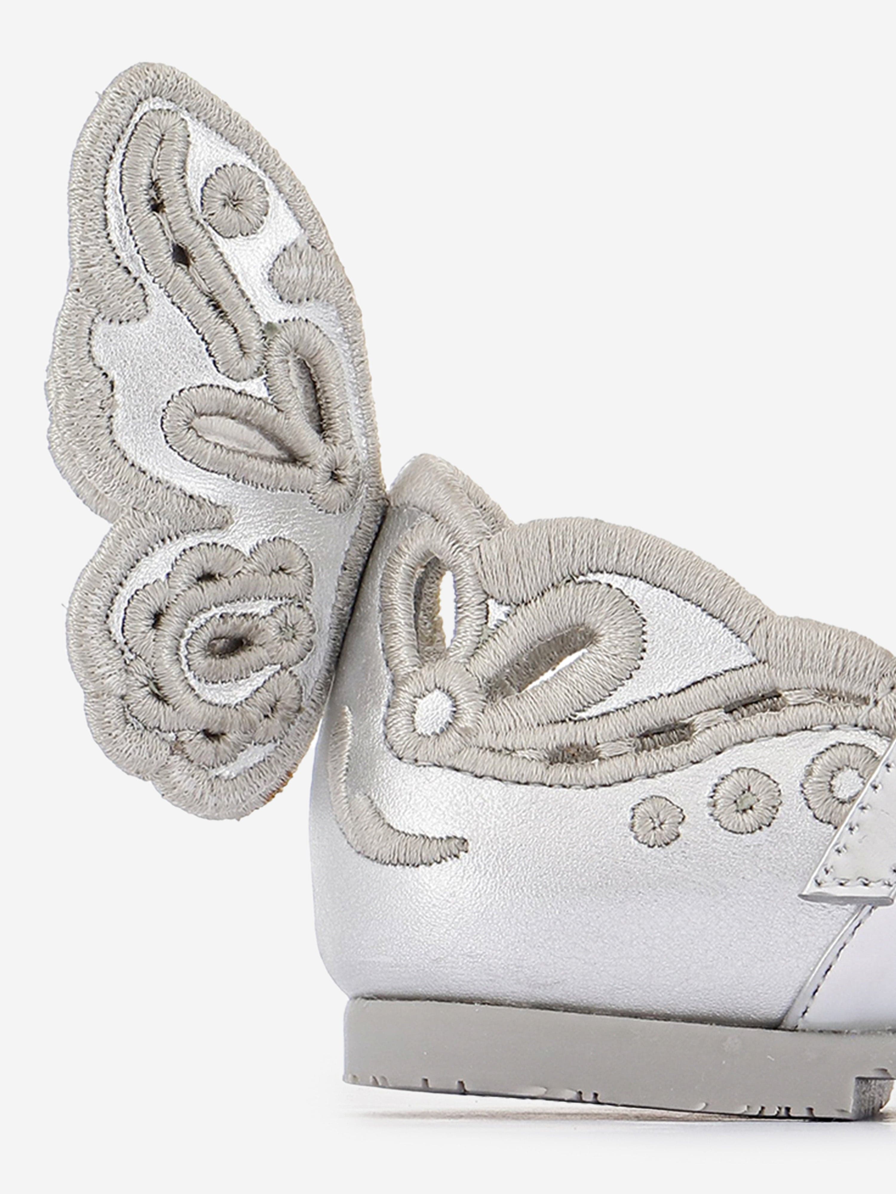 Sophia Webster Girls Chiara Broderie Flat in Silver Free Shipping 100% Original
