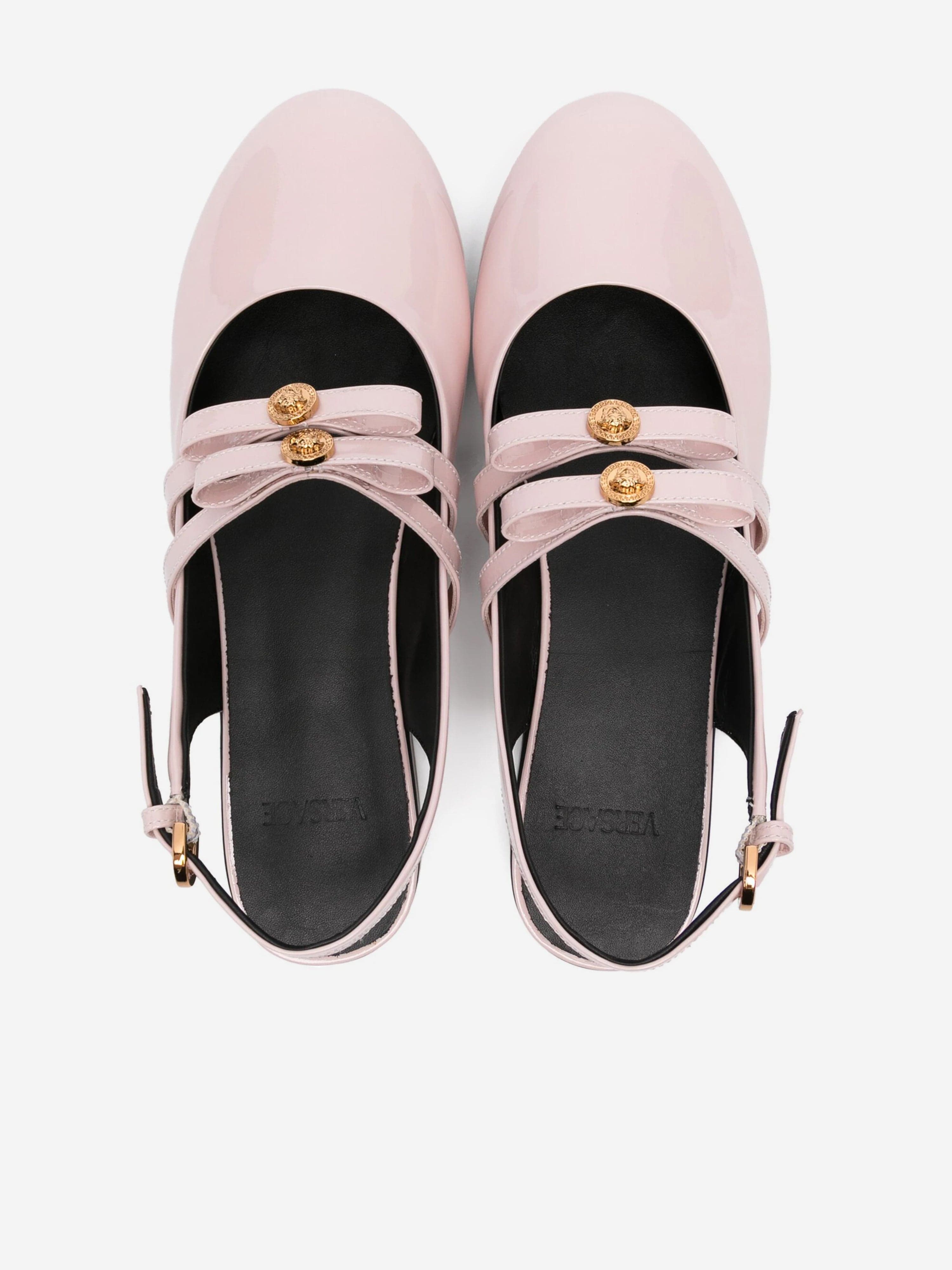 Versace Girls Leather Flat Sandals in Pink Discount Choice