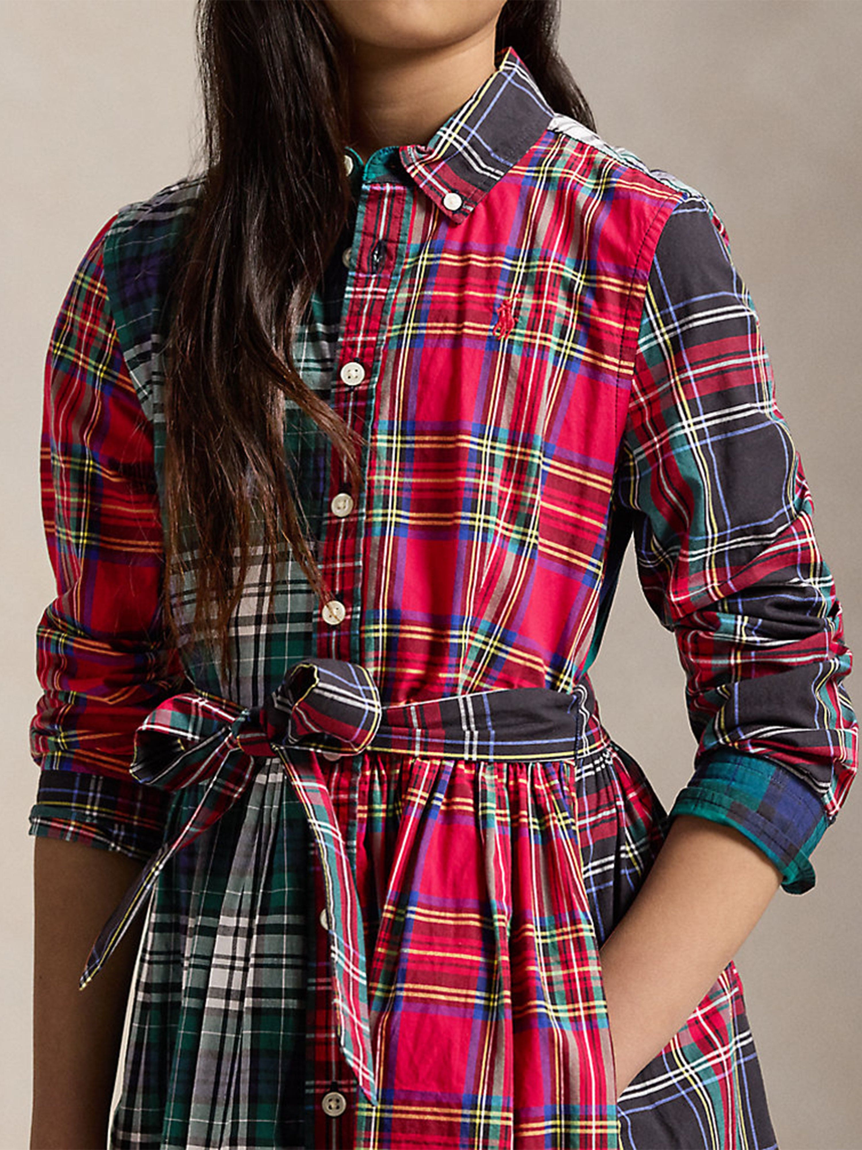 Ralph Lauren Girls Plaid Shirt Dress in Multicolour Cheap Sale Newest