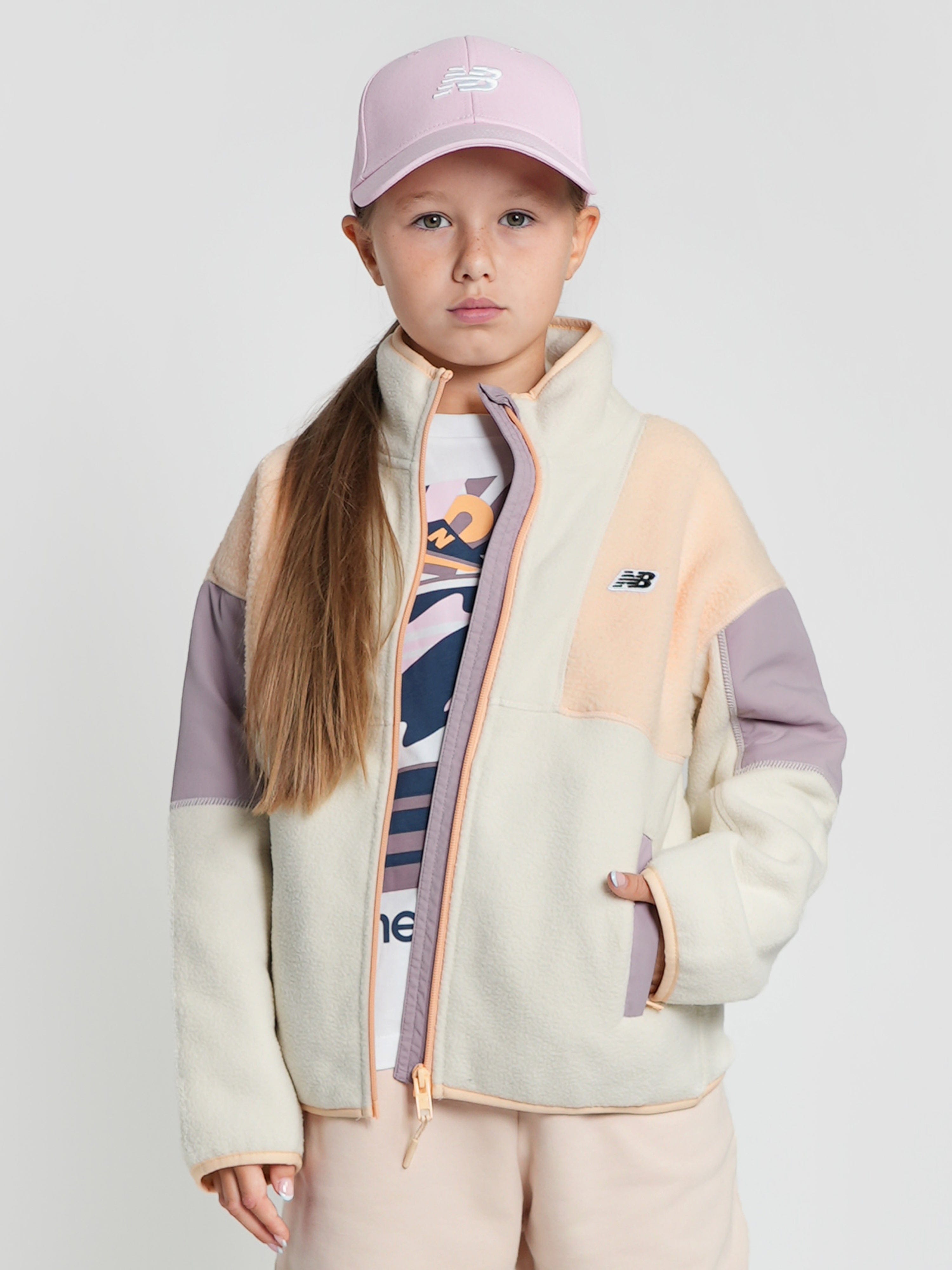 New Balance Girls Premium Fleece Zip Up Top in Multicolour Clearance Newest
