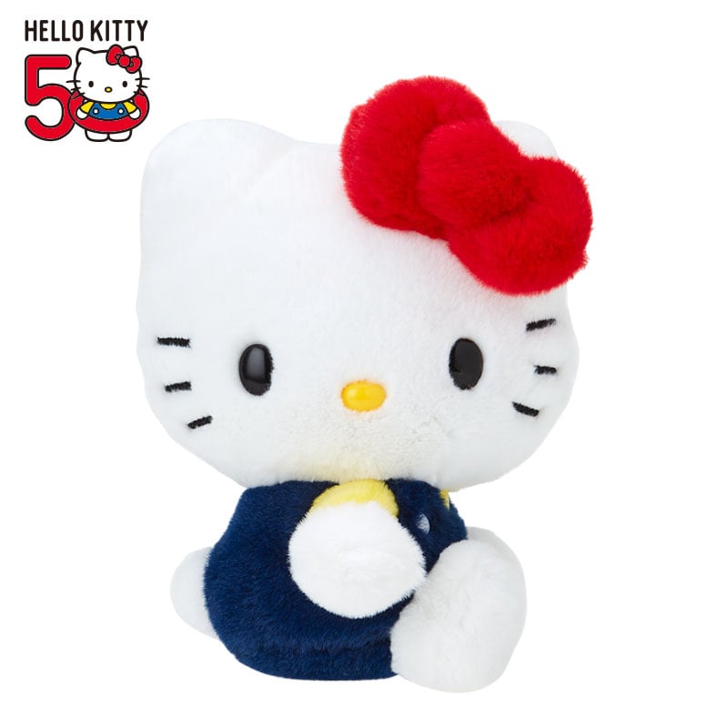 Hello Kitty 50th Anniv. Plush Mascot (Dark Blue Overalls) Shop For Sale