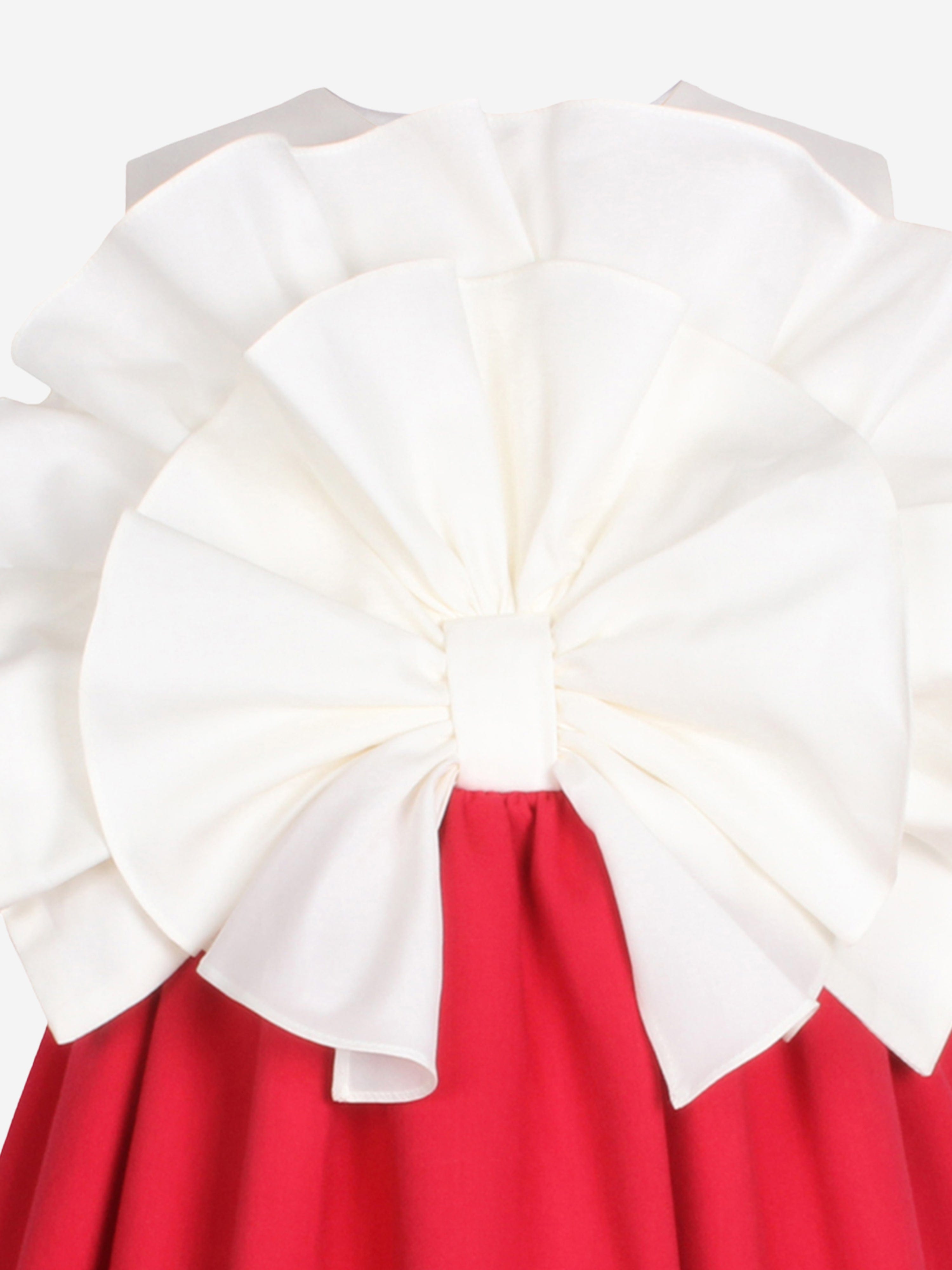 Jessie And James Girls Out Of The Blue Fan Bow Ruffle Dress in Red Cheap View