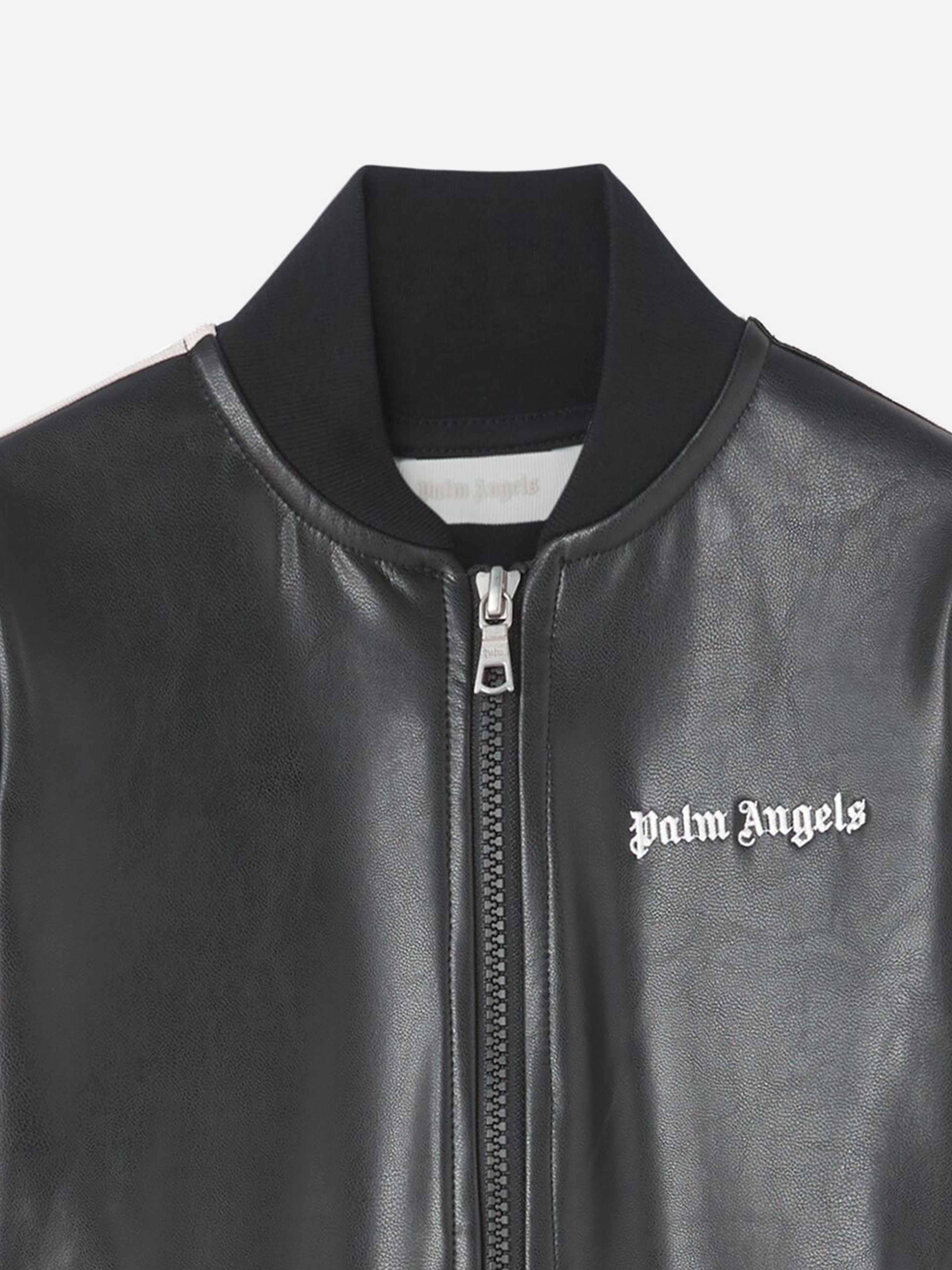 Palm Angels Girls Coated Track Jacket in Black Cheap Best Place