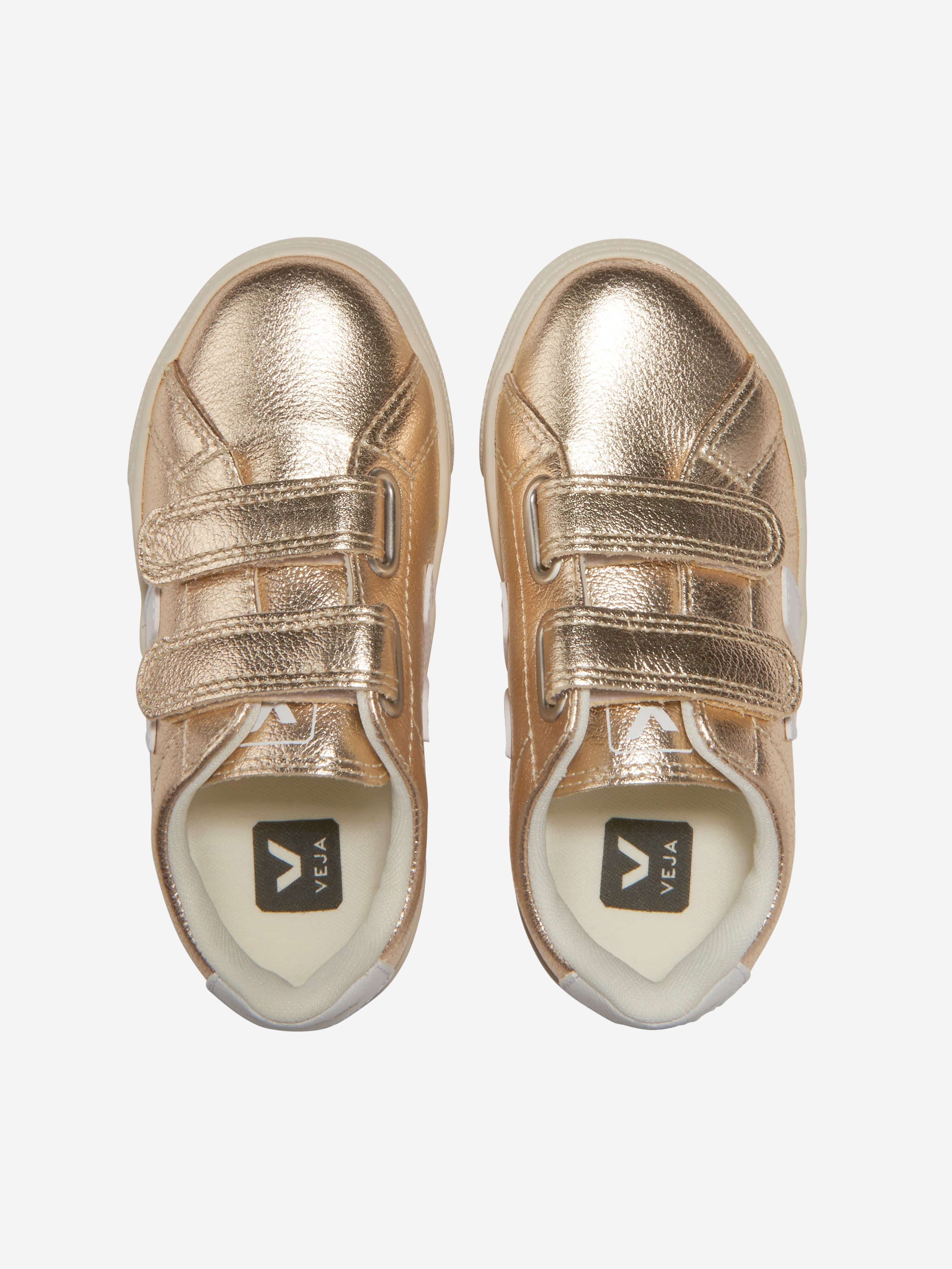 Veja Girls ChromeFree Leather Esplar Trainers in Gold Discount Visit New