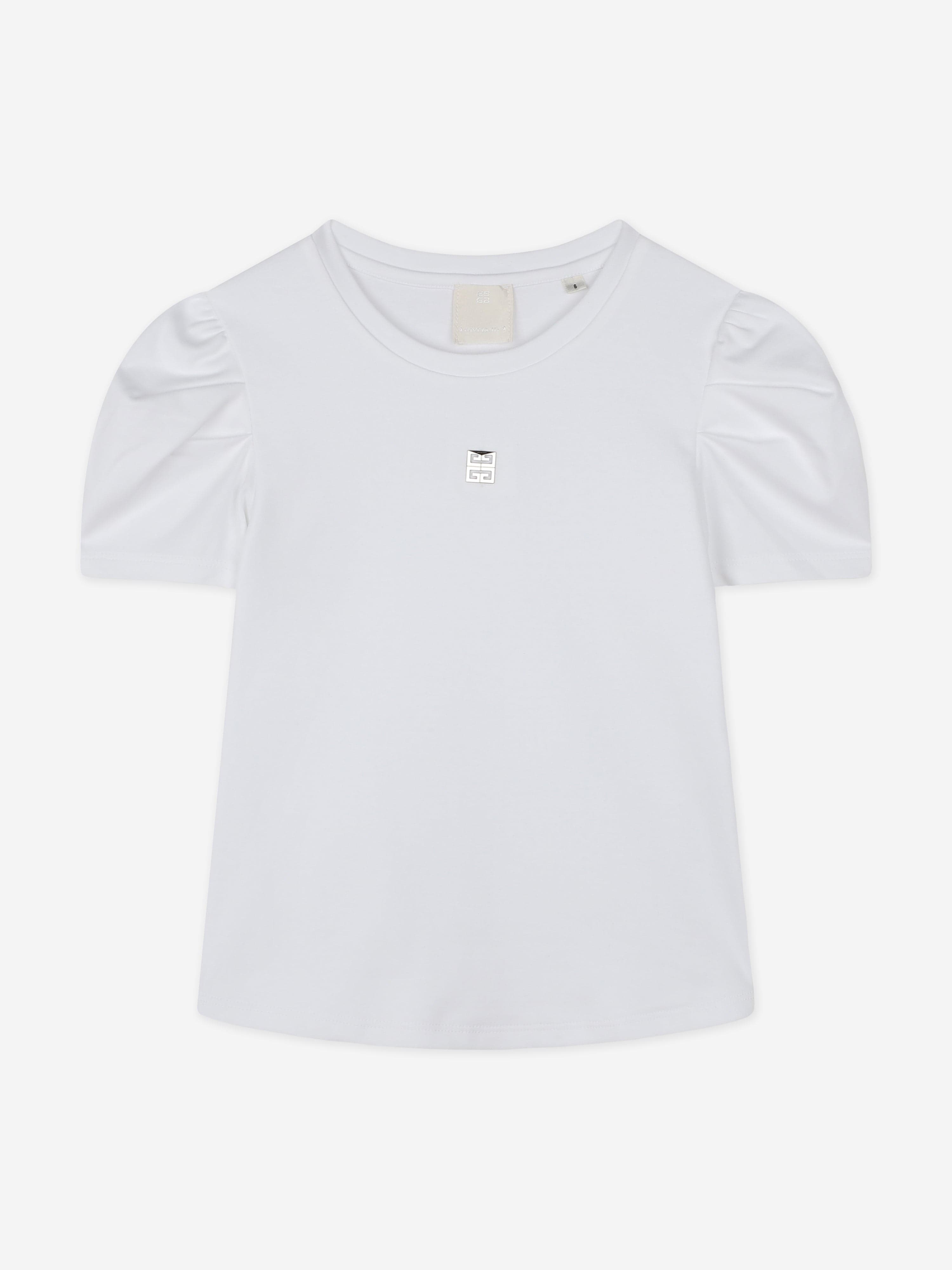 Givenchy Girls Puffy Sleeve Logo T-Shirt in White Discount Cheapest