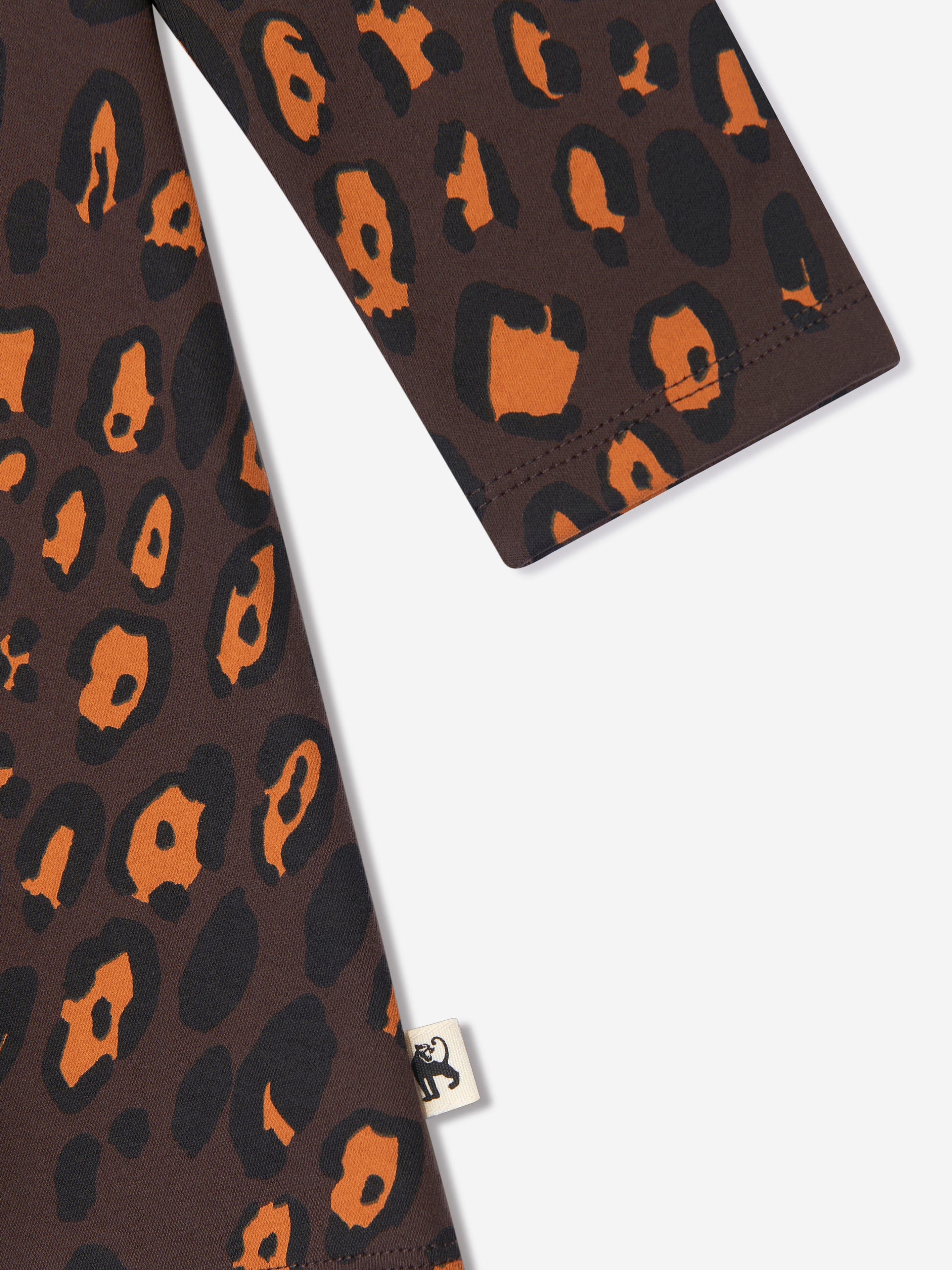 Mini Rodini Girls Leopard Print Dress in Brown Sale Authentic