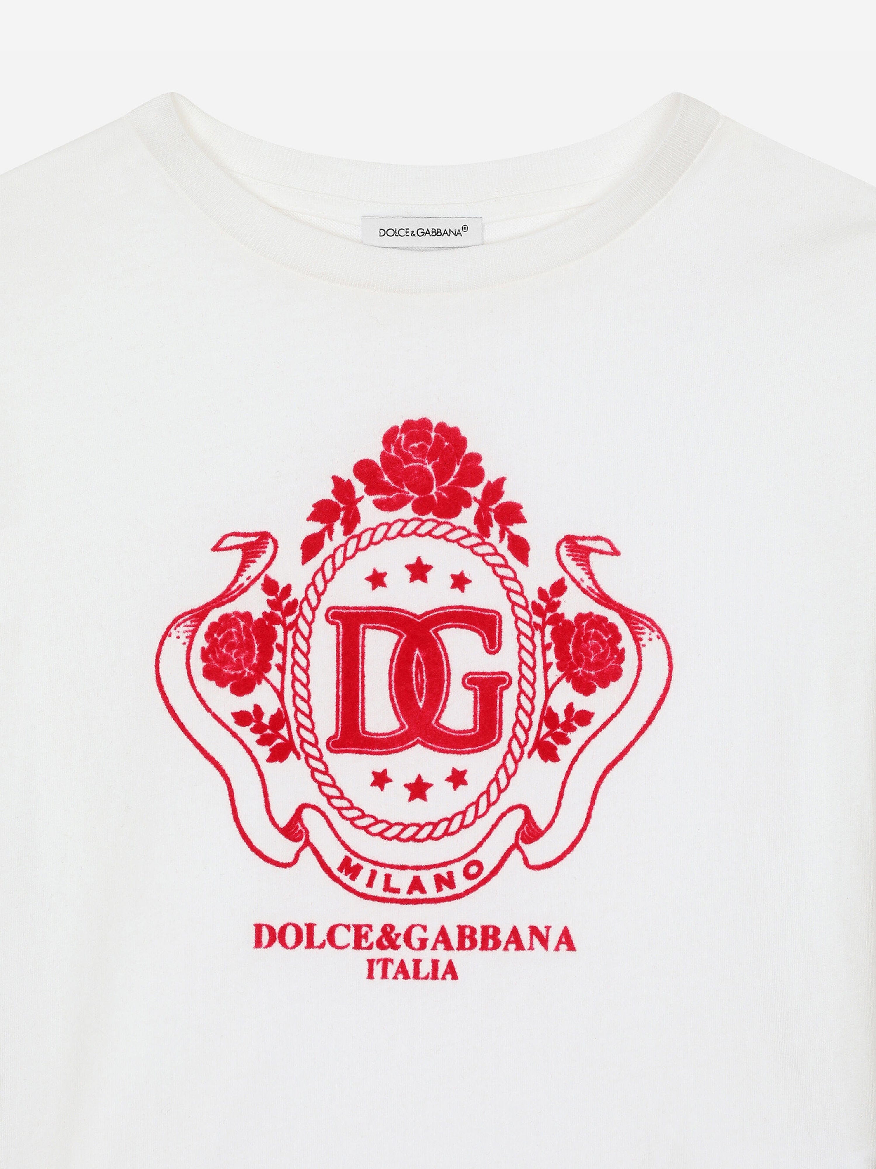 Dolce & Gabbana Girls Flocked Logo T-Shirt in White Clearance Online Fake