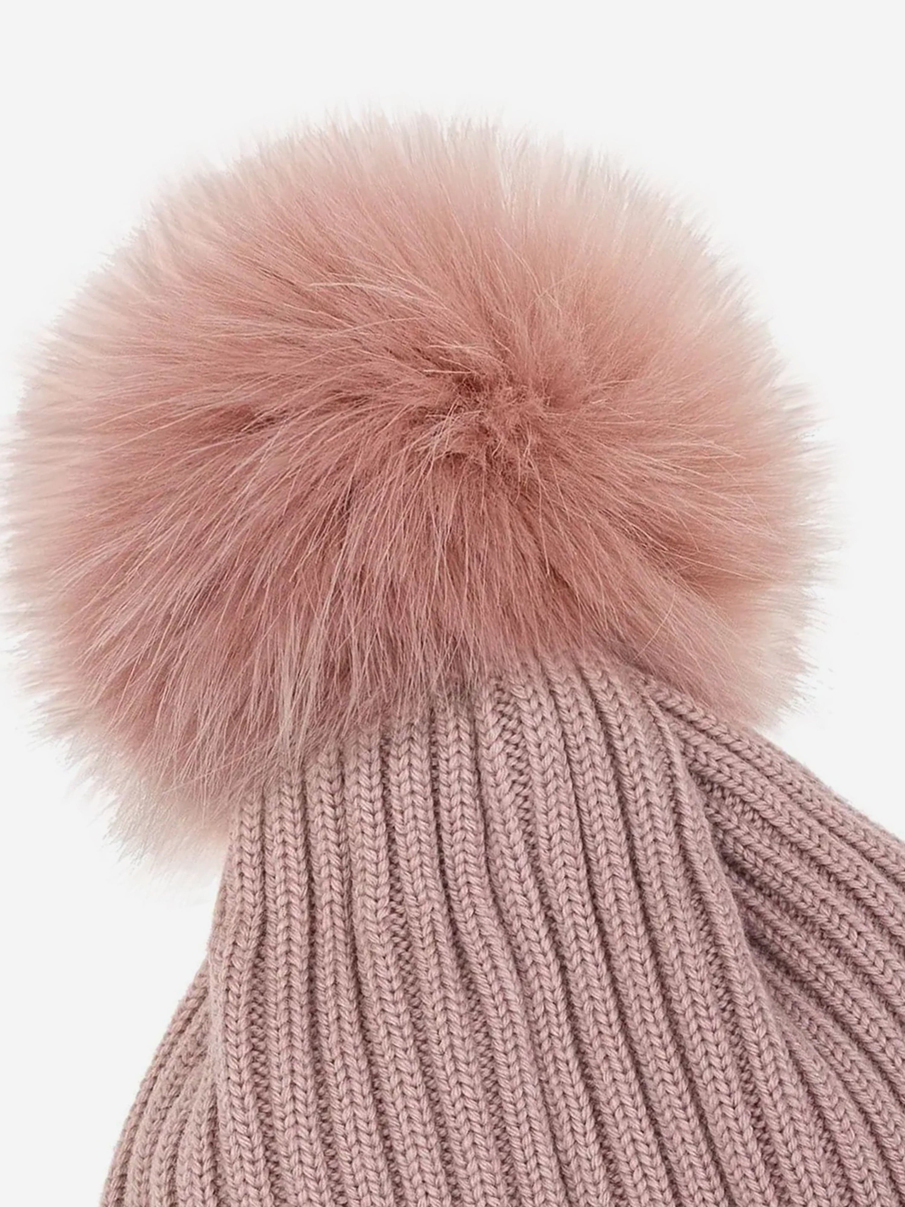 Moncler Enfant Girls Wool Pom Pom Hat in Pink For Sale Sale Online