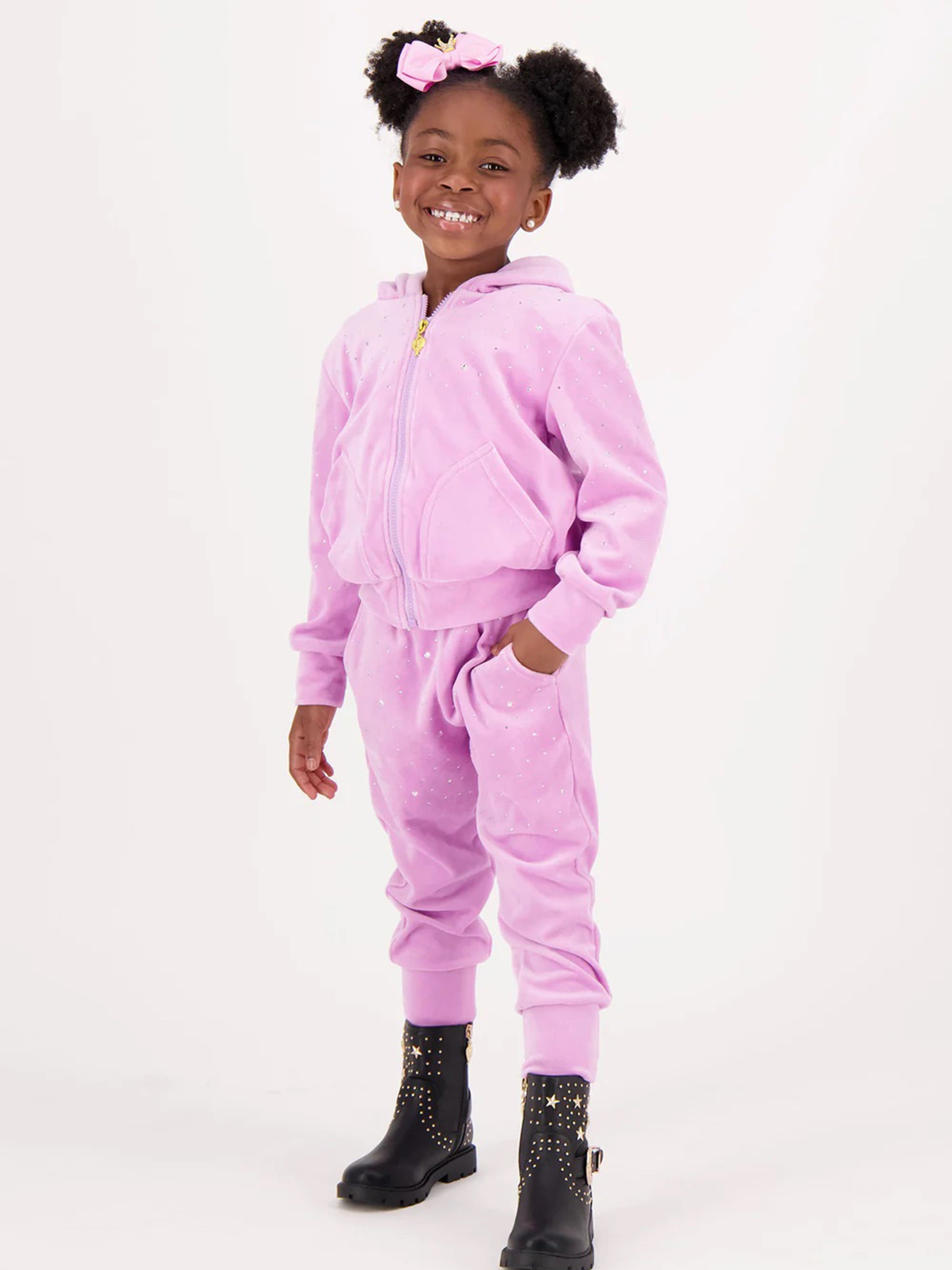 Angels Face Girls Bijou Crystal Velour Zip Up in Pink Clearance Fashionable
