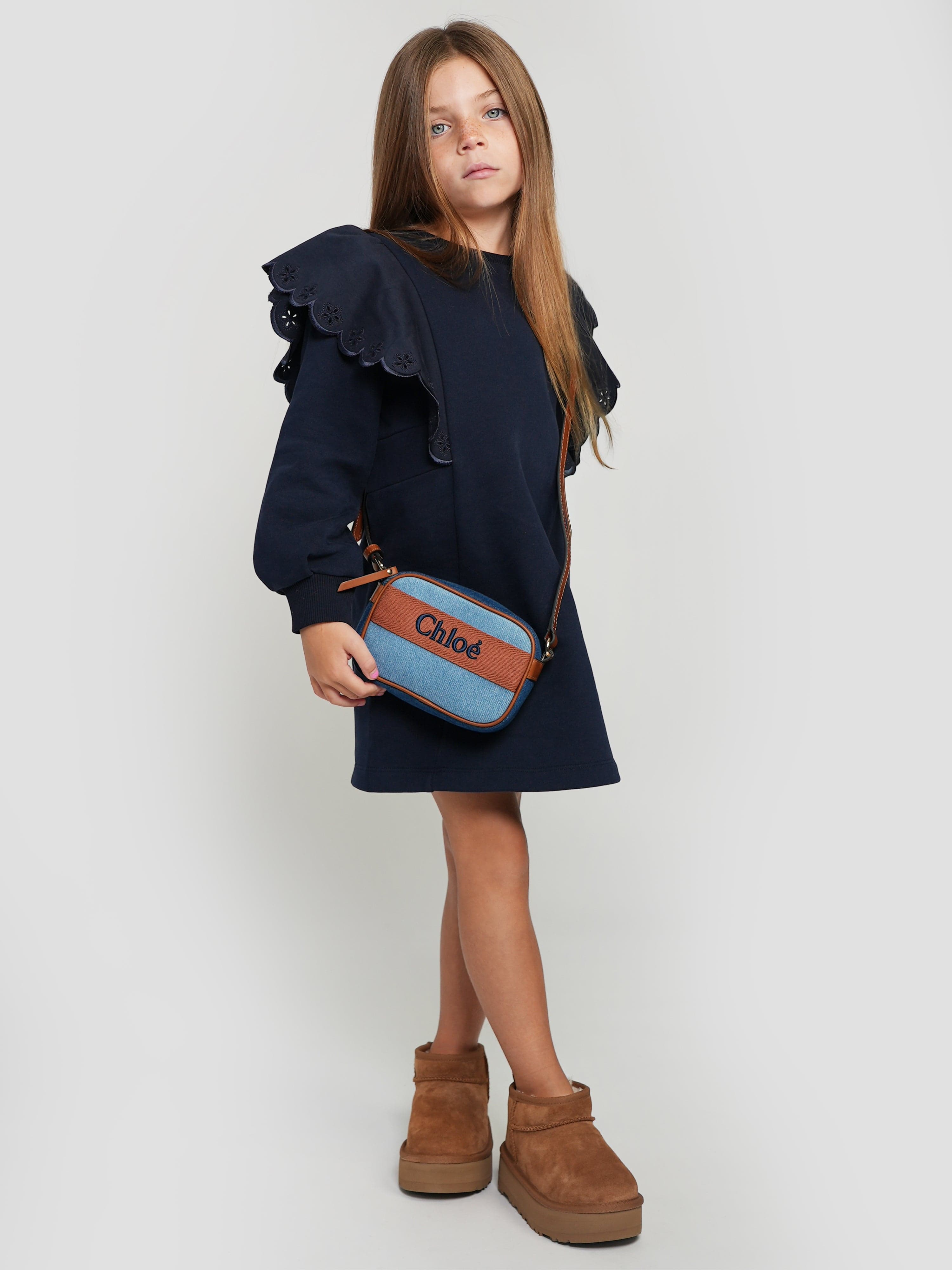Chlo¨¦ Girls Ruffle Sweater Dress in Navy Cheap Perfect