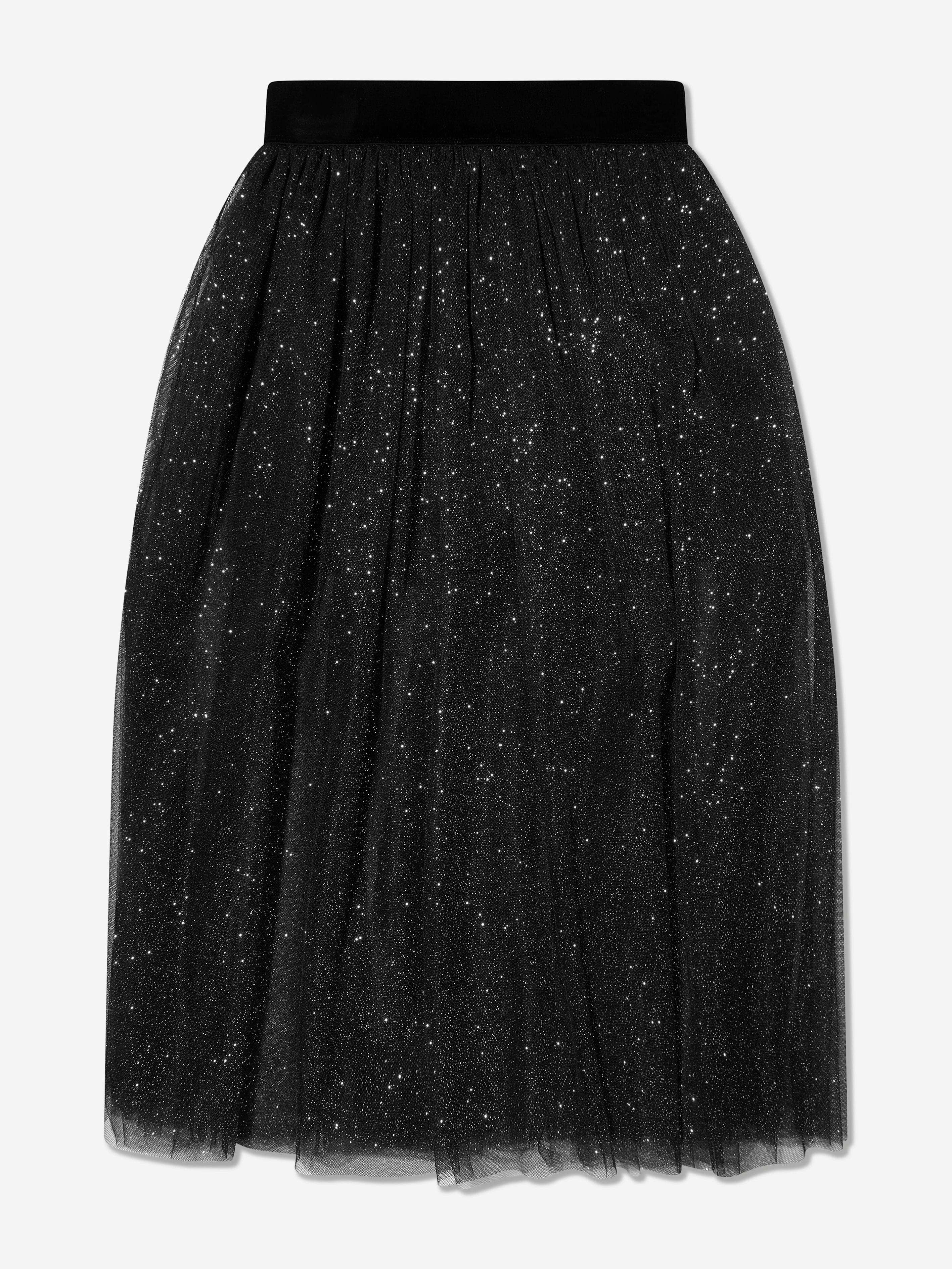 Monnalisa Girls Glitter Mesh Midi Skirt in Black Cheap Best Store To Get