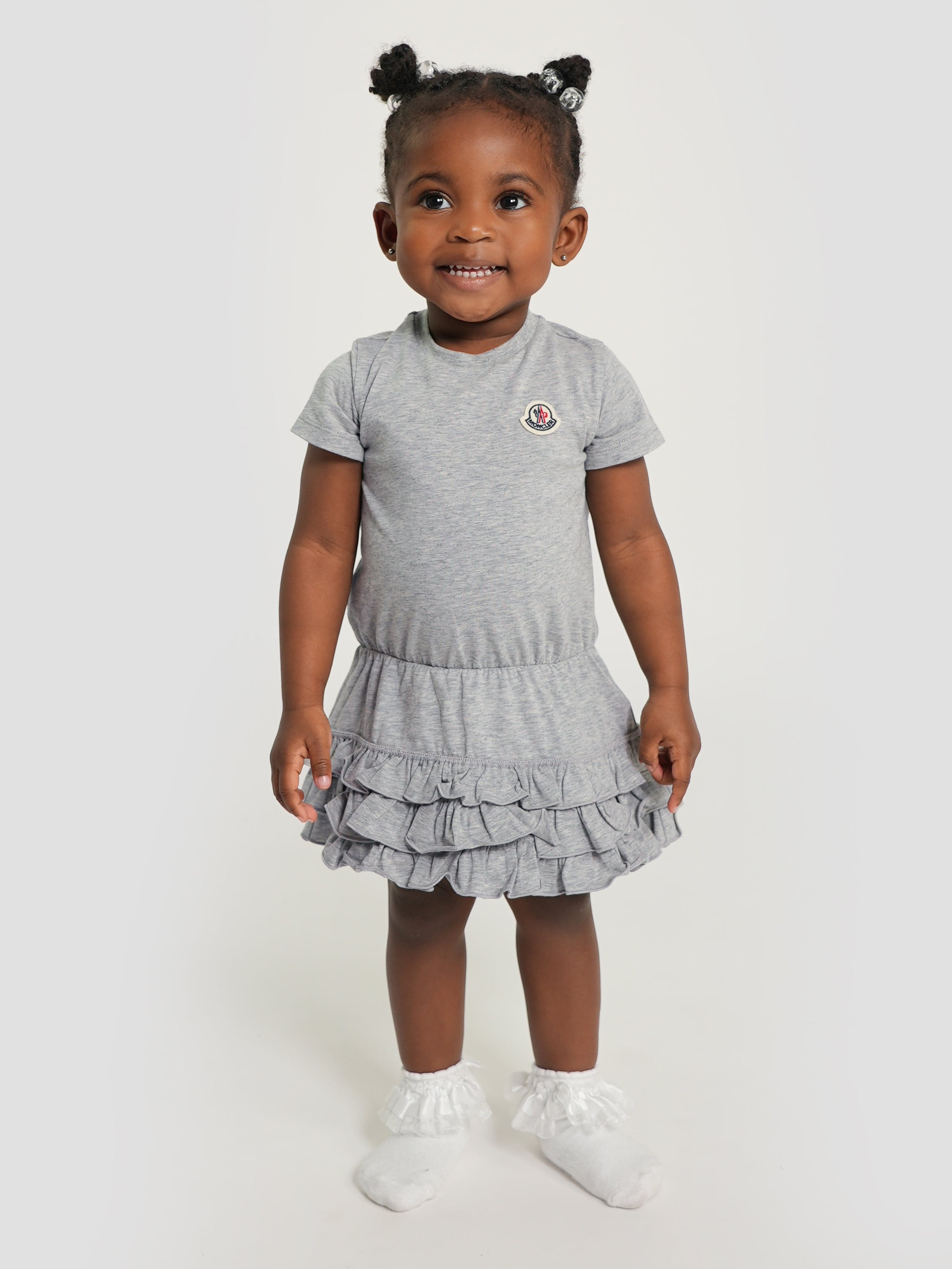Moncler Enfant Baby Girls Frilly T-Shirt Dress in Grey Cheap Sale Newest