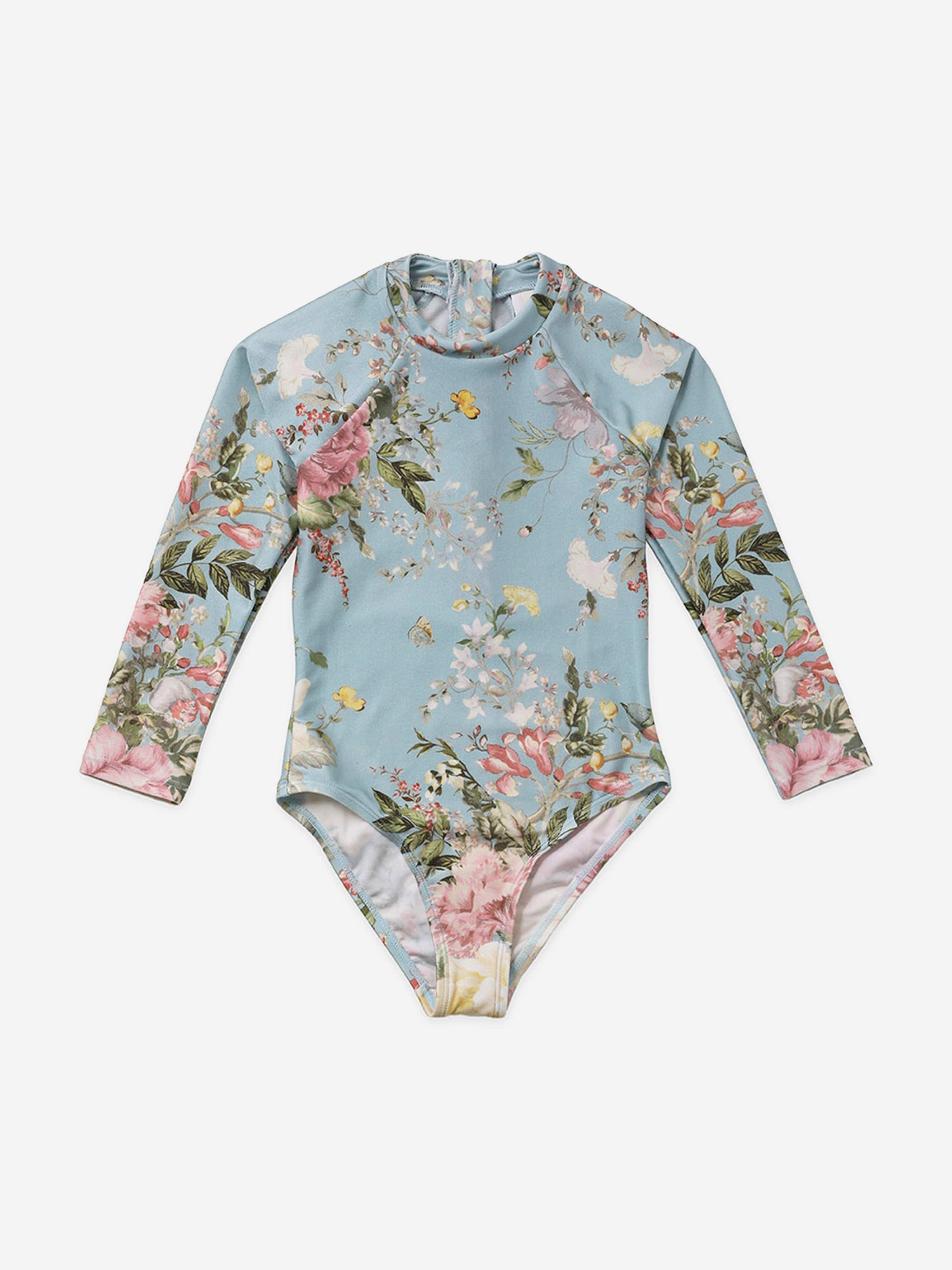 Zimmermann Girls Waverly Long Sleeve Swimsuit in Blue Cheap Lowest Pice