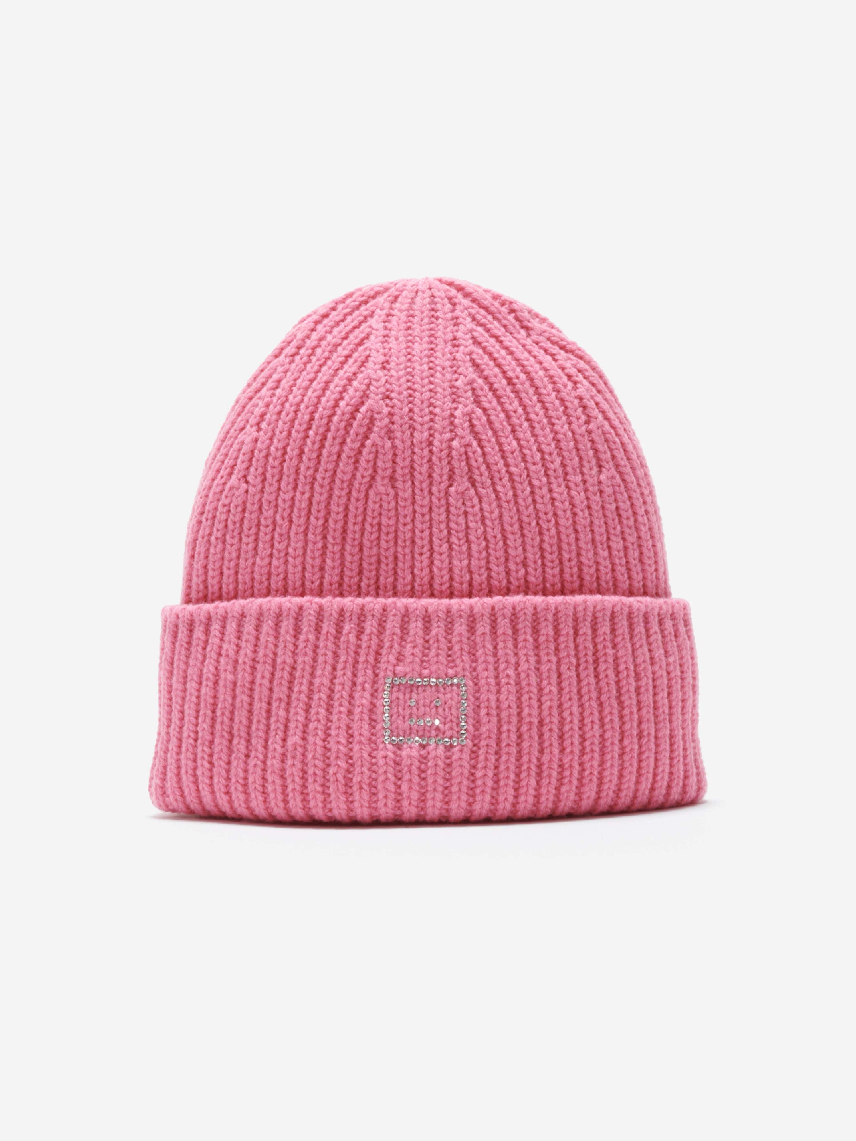 Acne Studios Kids Pansy Crystal Core Beanie in Pink Free Shipping View