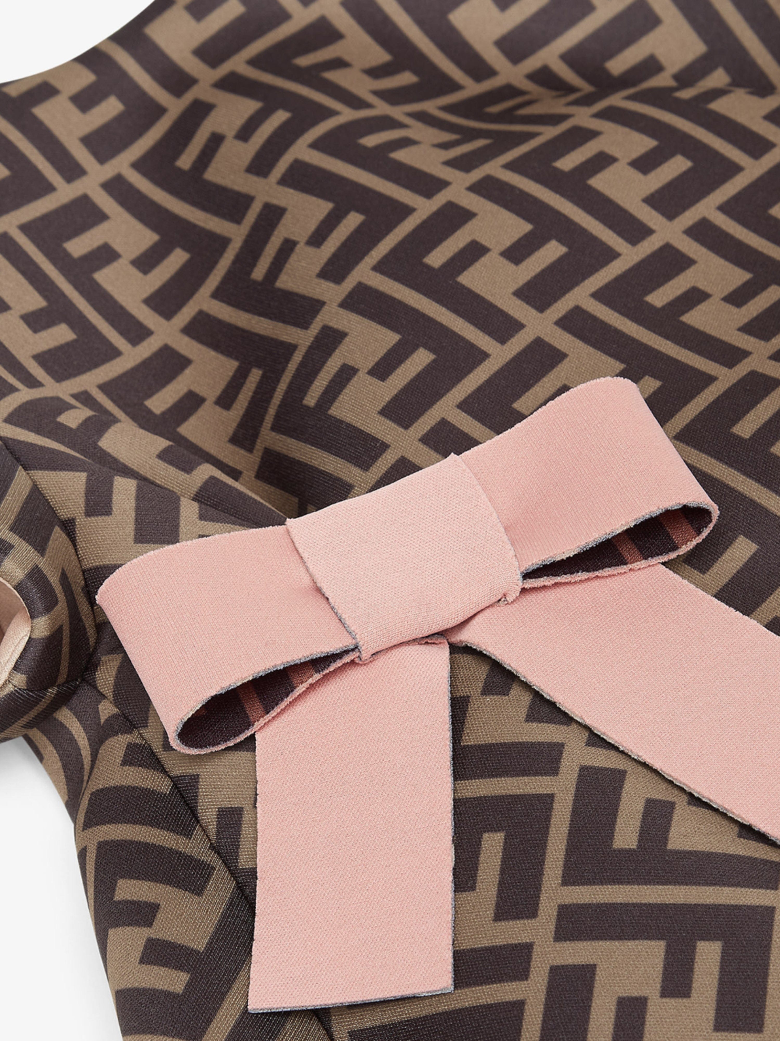 Fendi Girls Neoprene FF Logo Bow Dress Sale Best