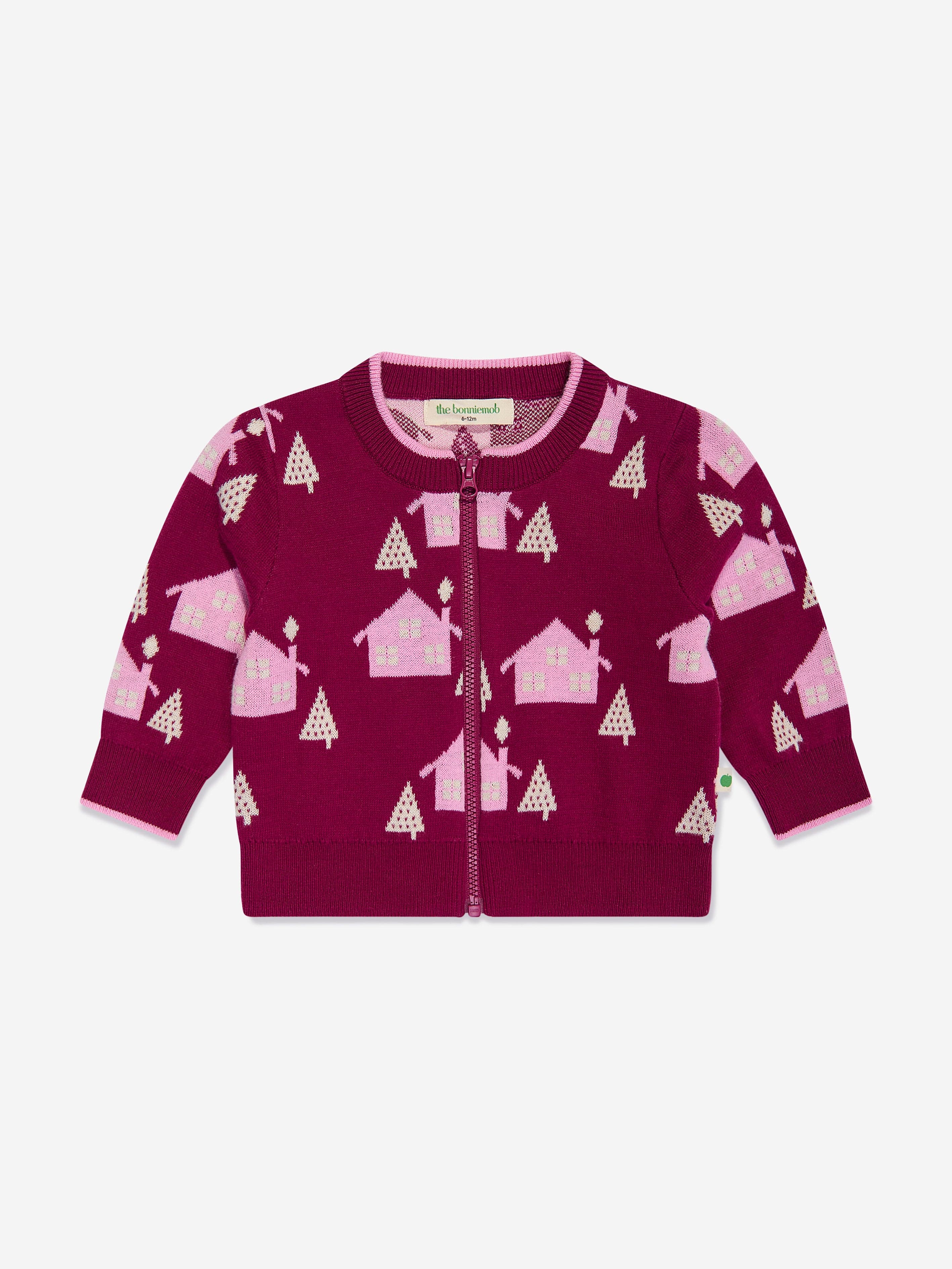 The Bonnie Mob Girls Fir Cabin Knit Cardigan in Purple Best Place To Buy Online