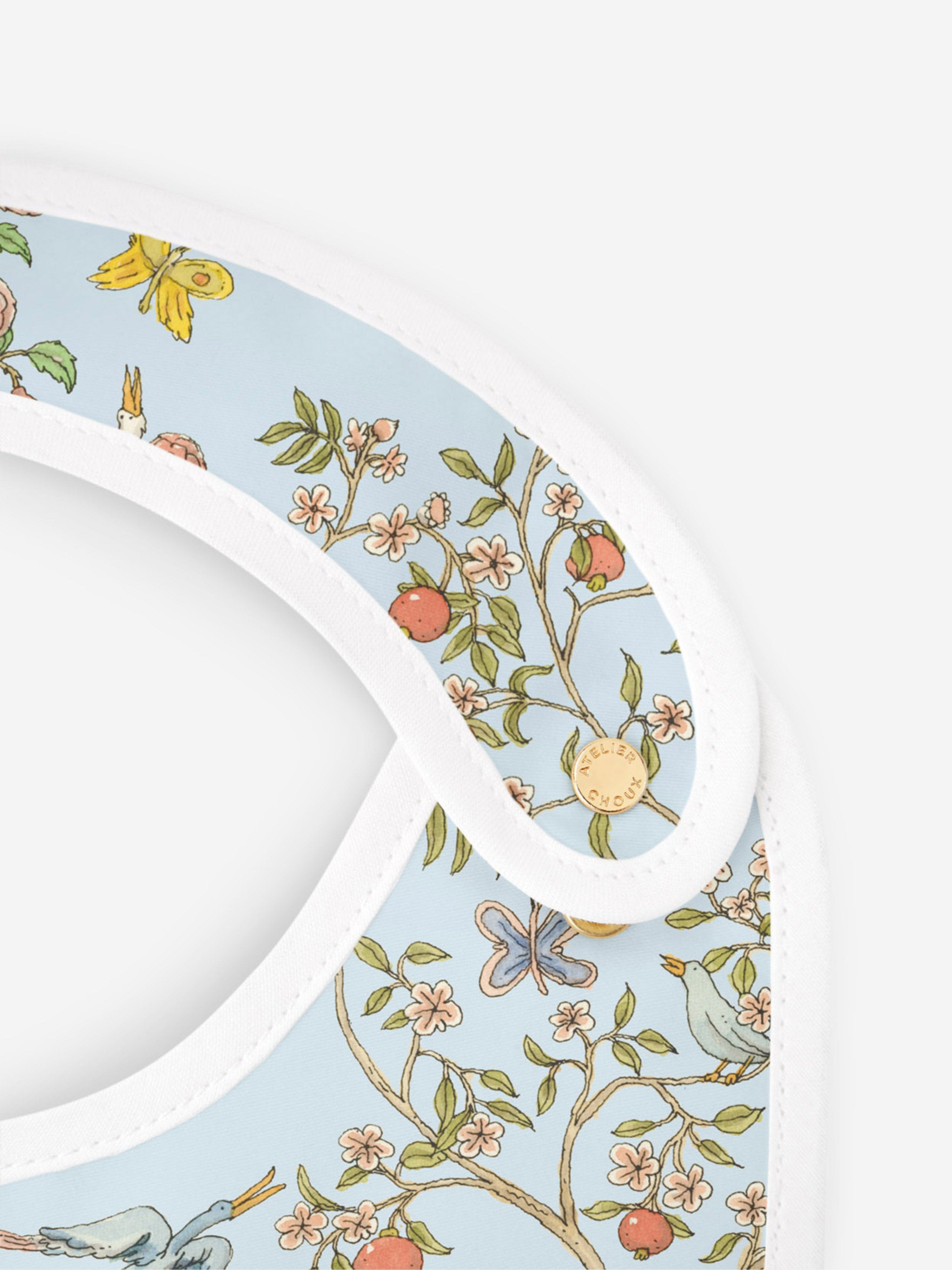Atelier Choux Baby Satin In Bloom Bib in Blue Sast Online