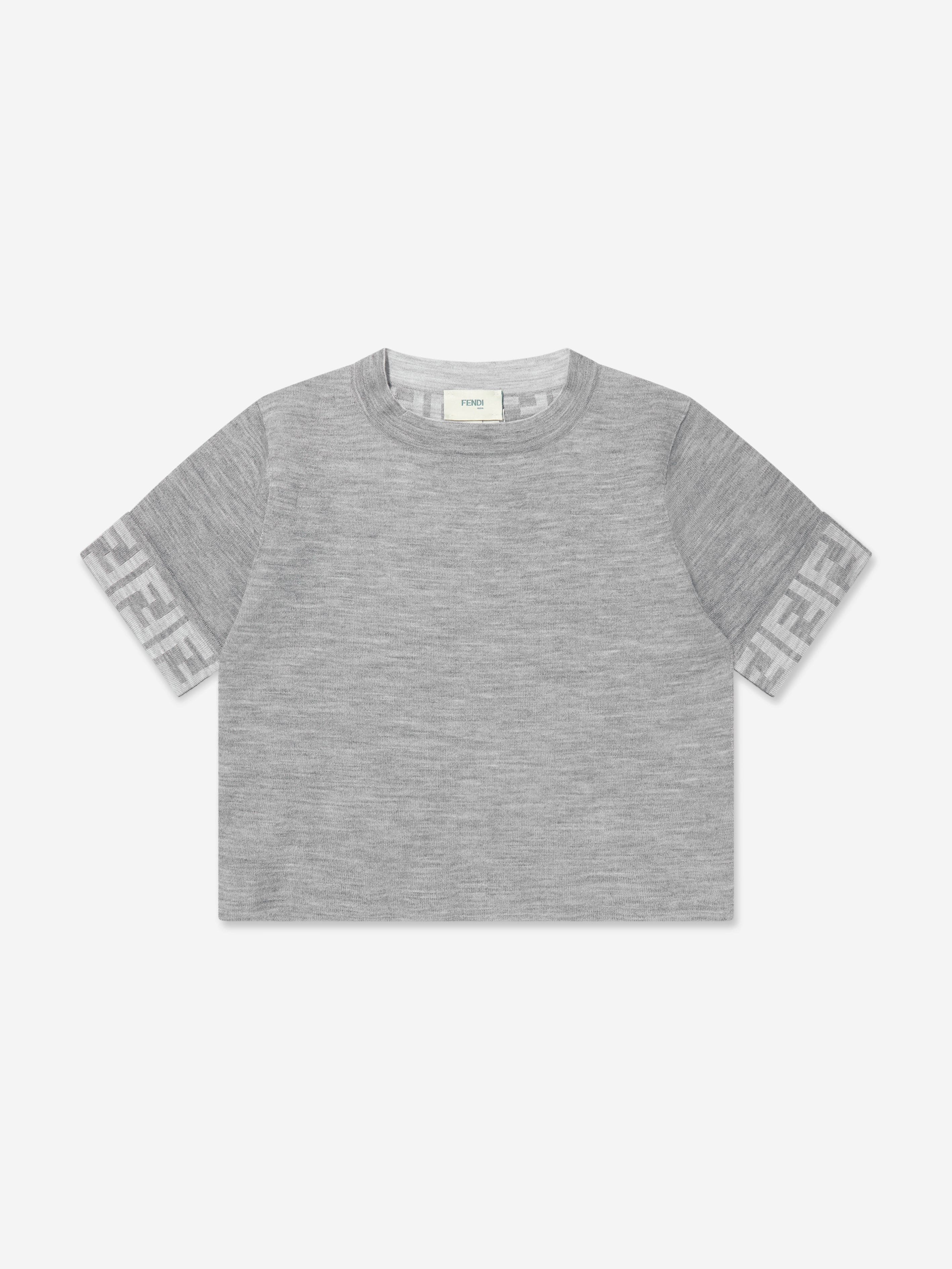 Fendi Girls Knitted FF Logo Jumper in Grey Discount Authentic Online