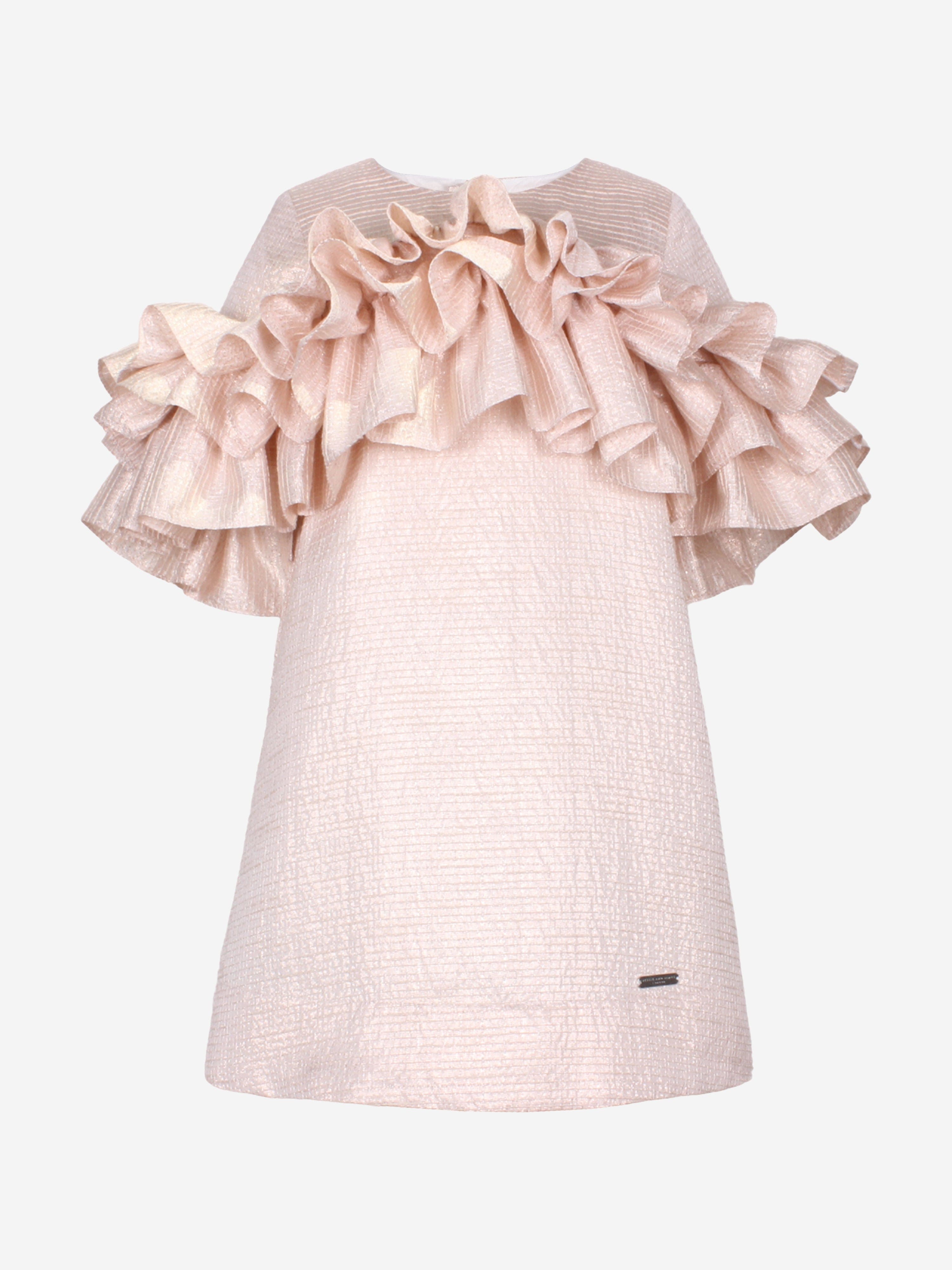 Jessie And James Girls Flutterby A-Line Ruffle Dress in Pink Store Sale