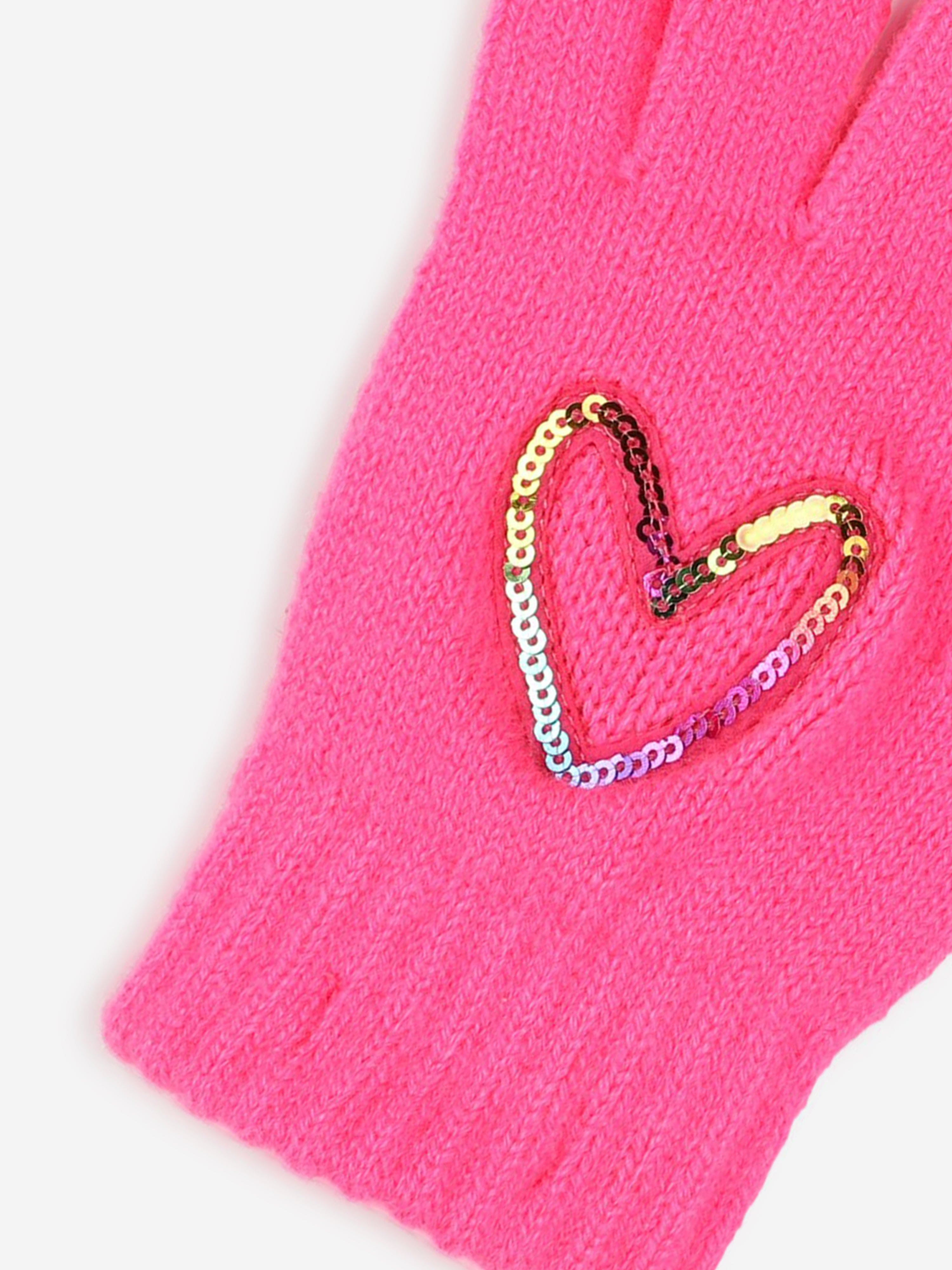 Billieblush Girls Sequin Heart Gloves in Pink Cheap Low Pice