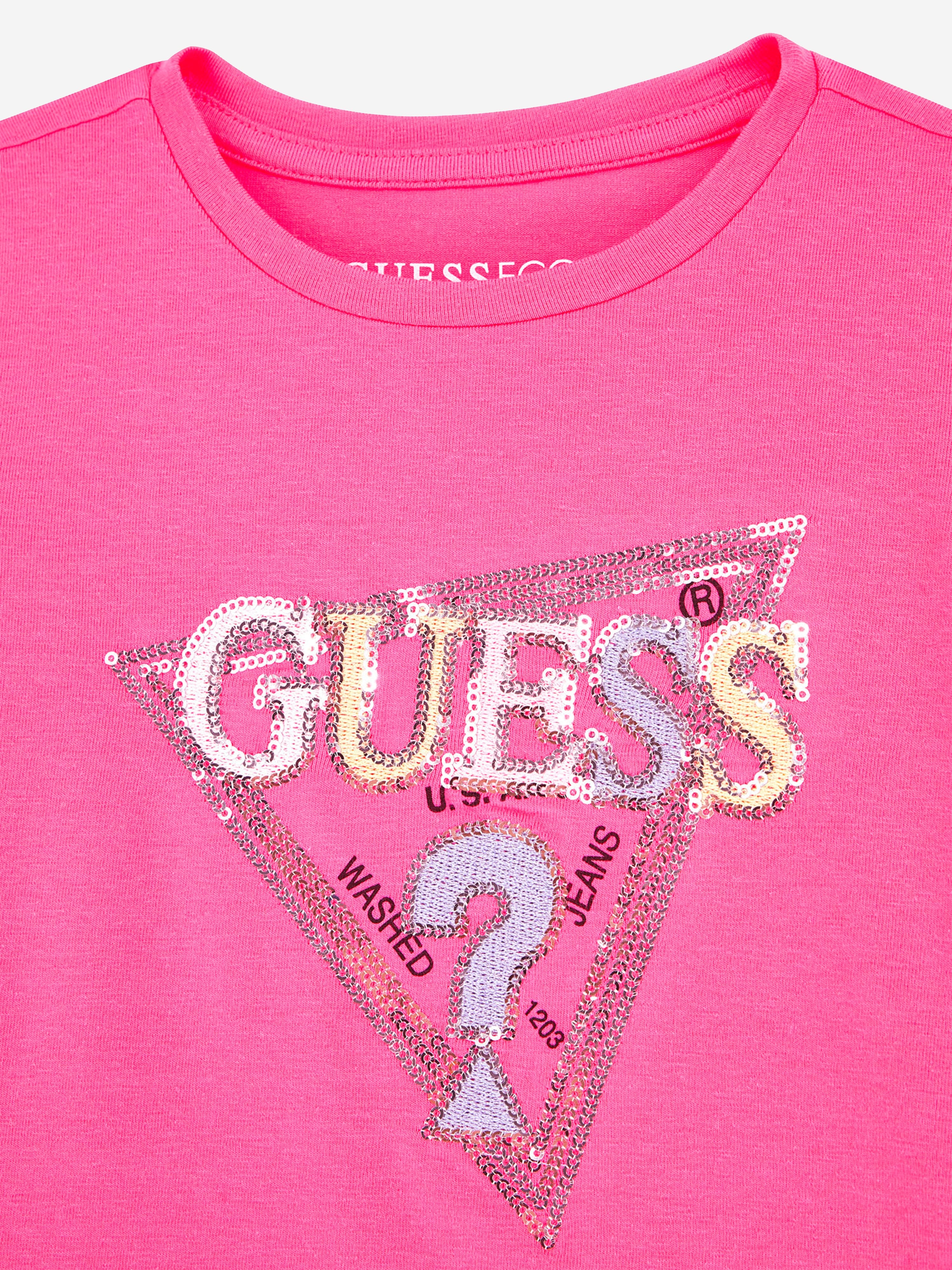 Guess Girls Logo T-Shirt in Pink Free Shipping Purchase