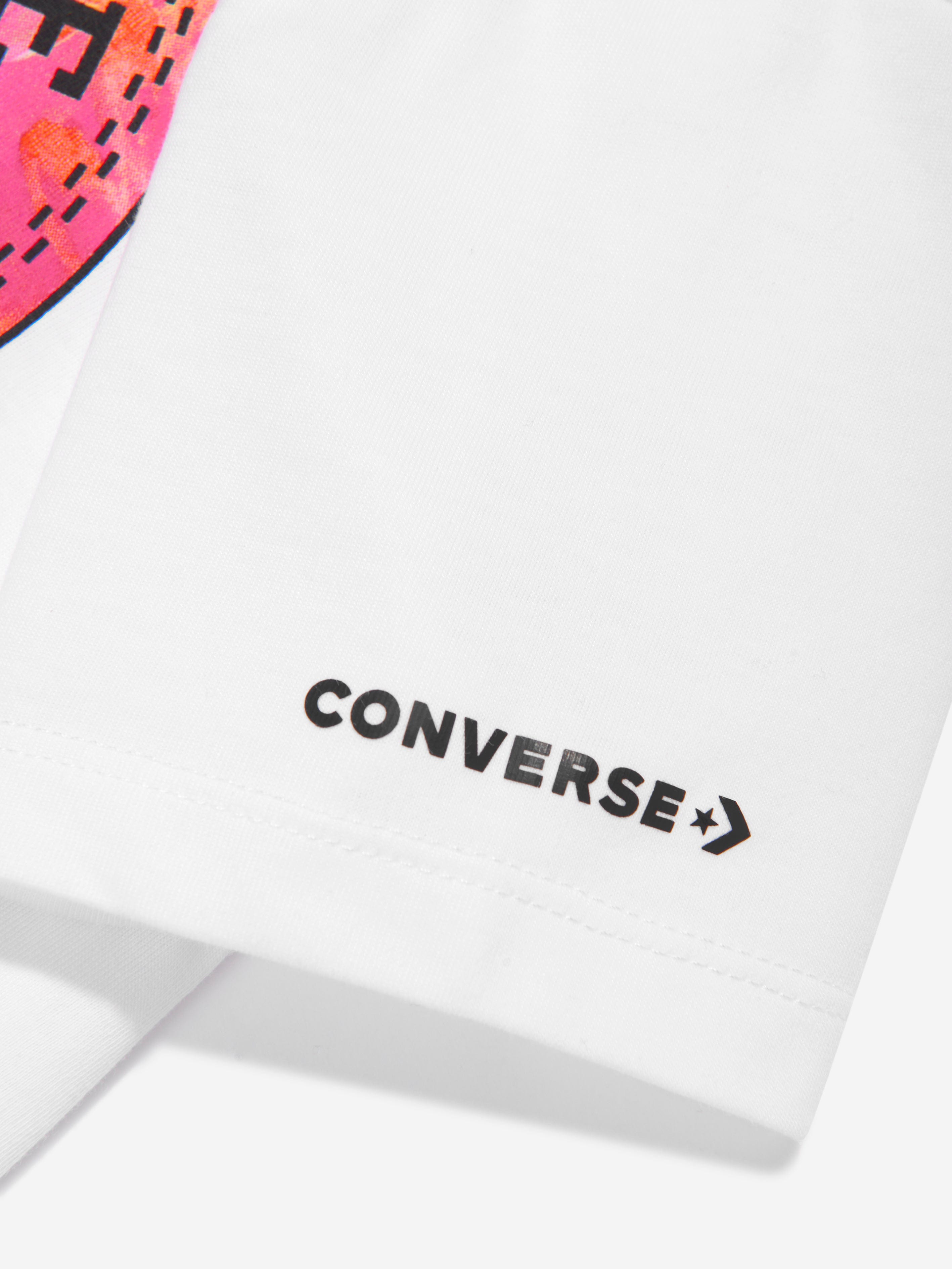 Converse Girls Chuck Patch Graphic T-Shirt in White Clearance Pirce Sale