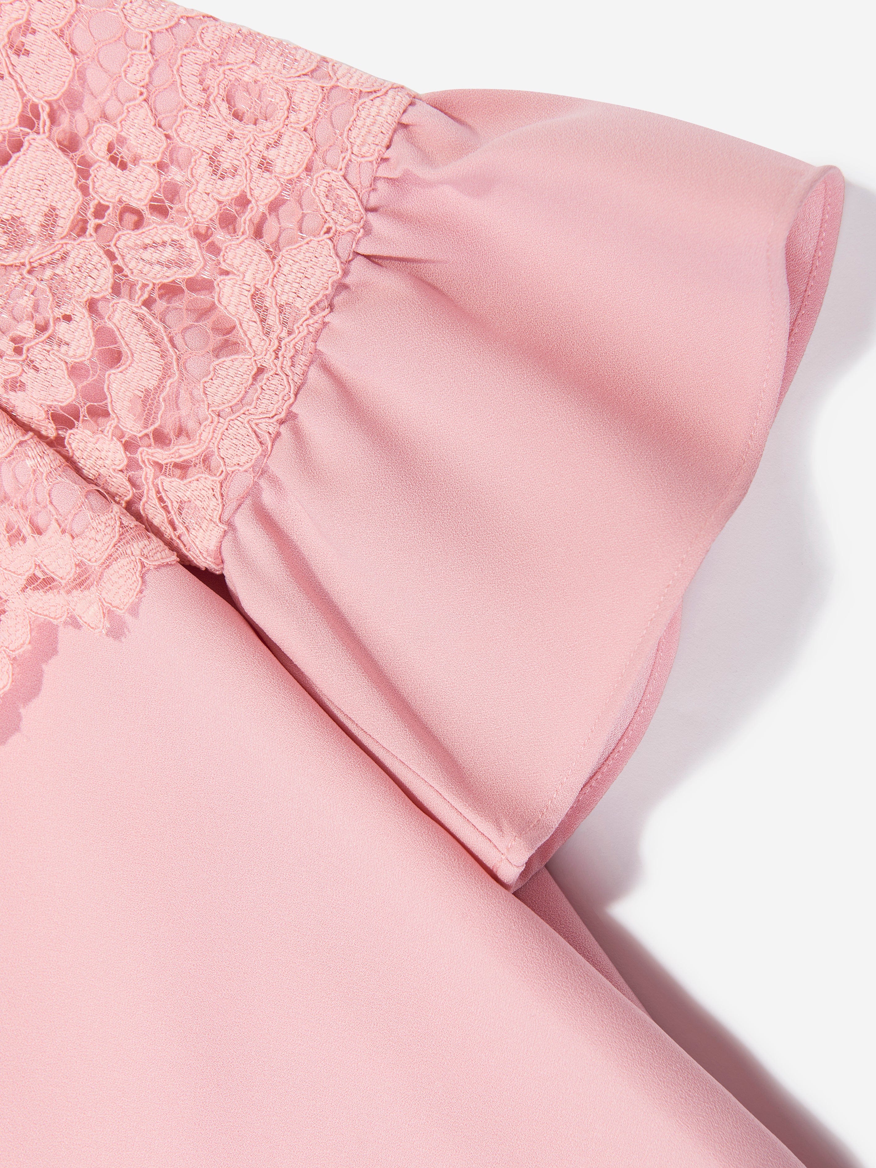 Patachou Girls Crepe and Lace Dress in Pink Browse Cheap Online