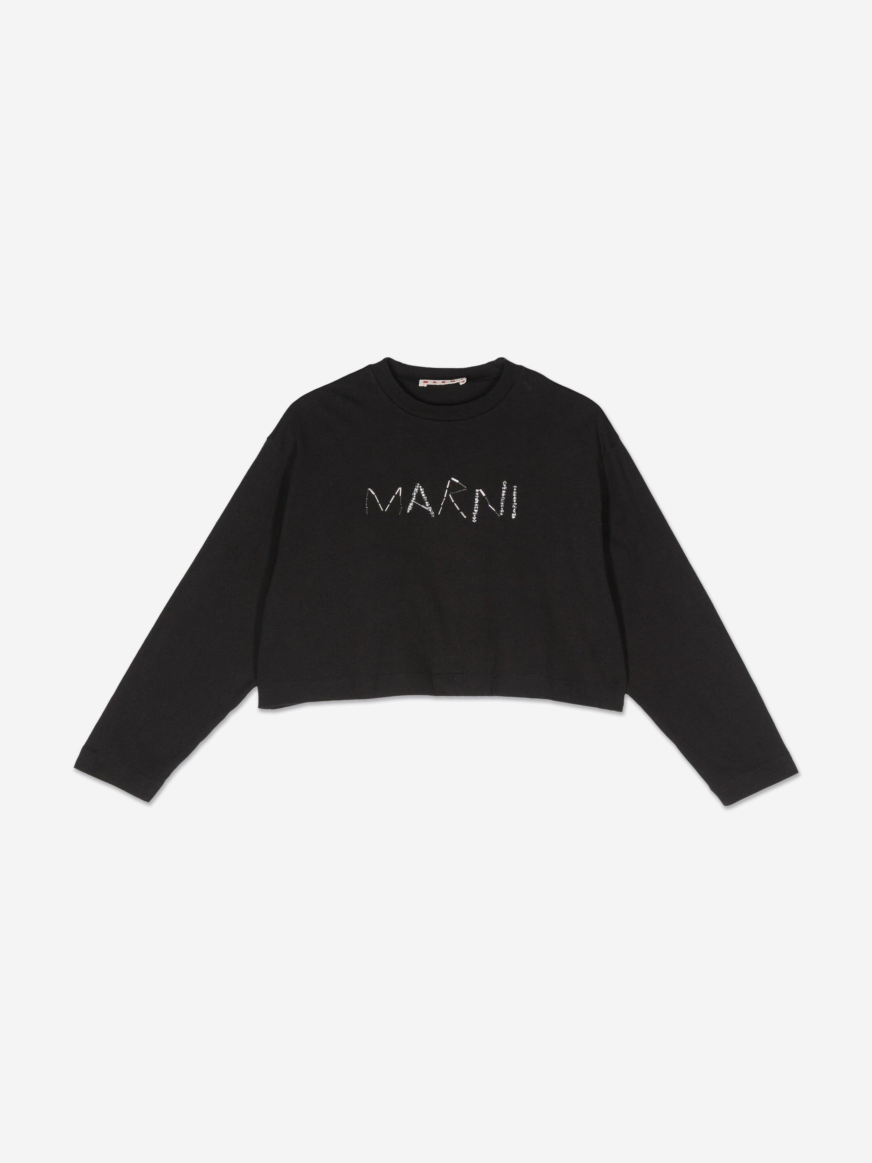 MARNI Girls Long Sleeve Logo T-Shirt in Black Ebay