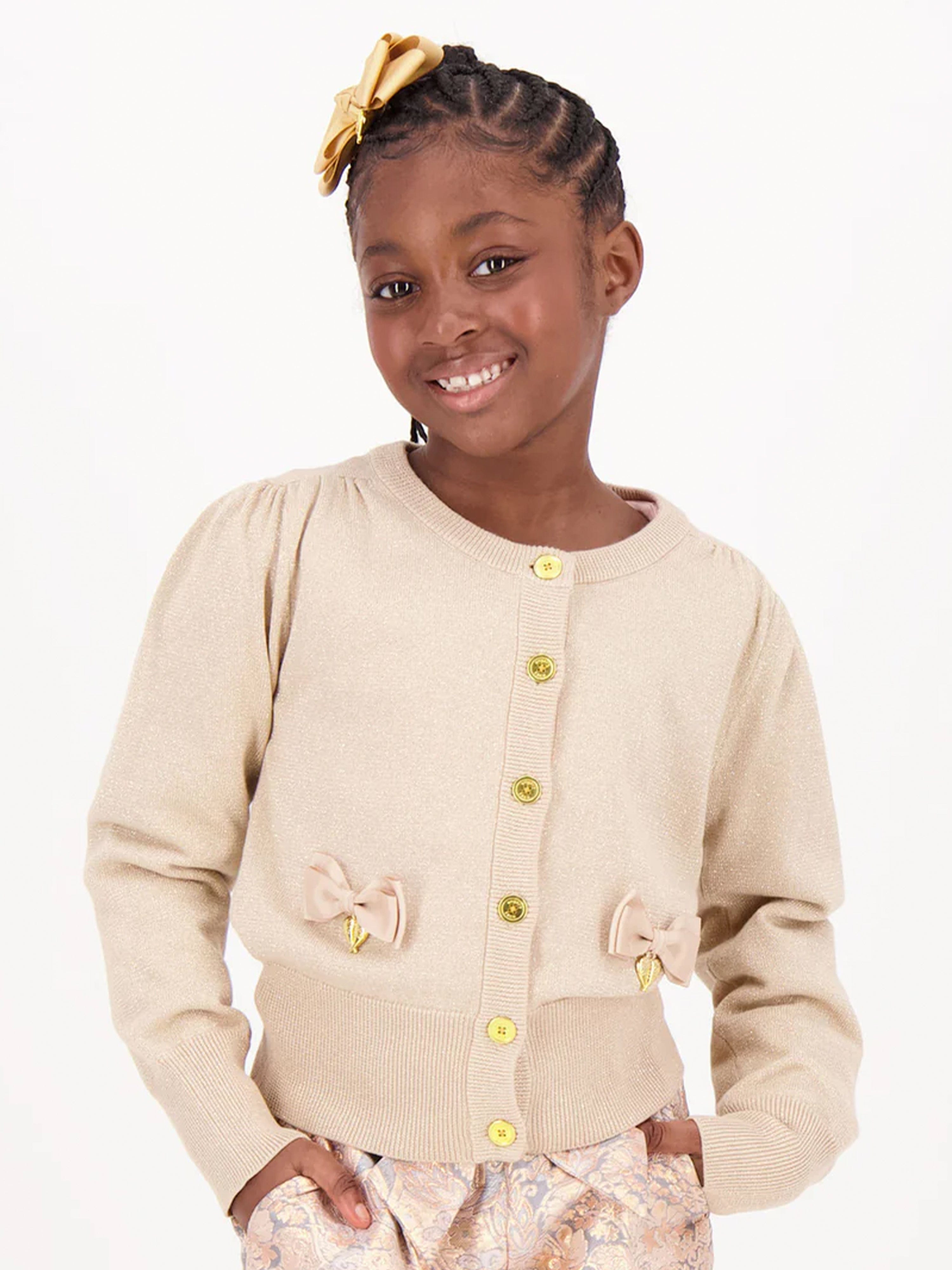 Angels Face Girls Nicolette Metallic Cardigan in Beige Buy Cheap Official Site