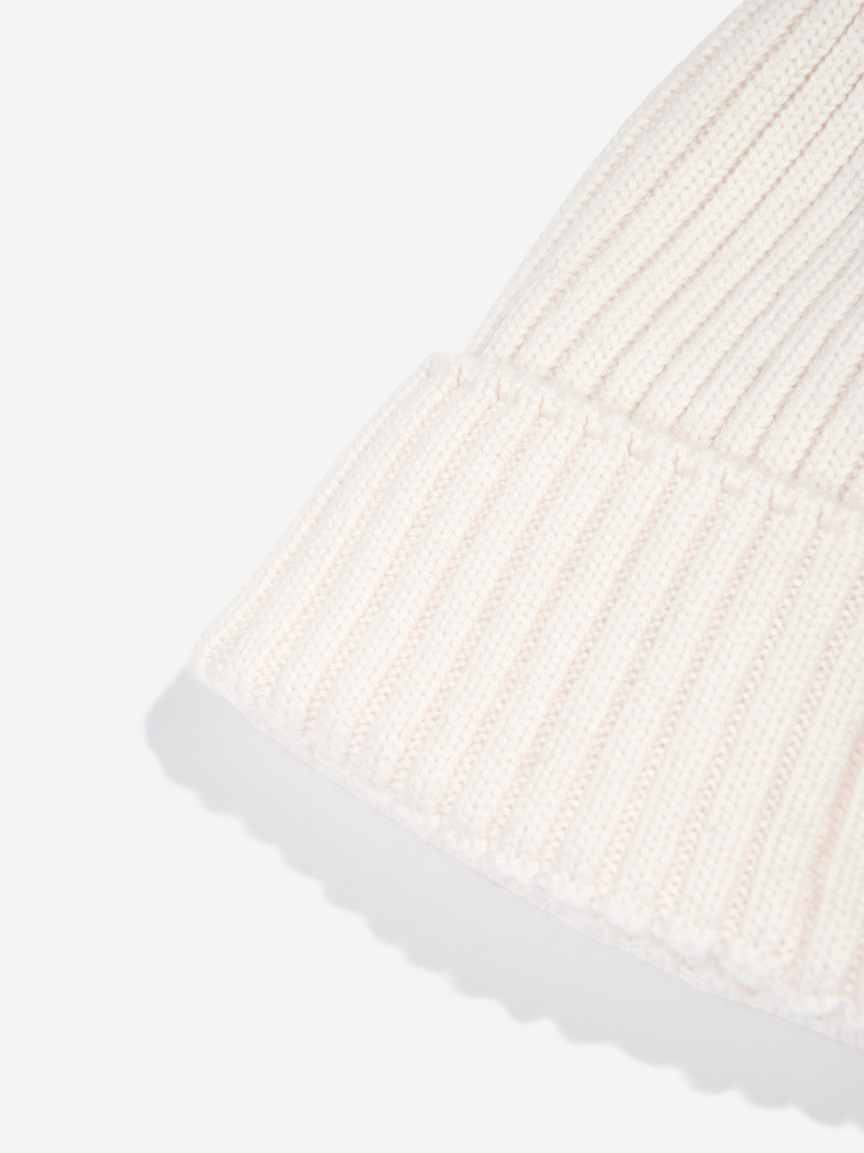 Moncler Enfant Girls Wool Beanie Hat in Ivory Online Online For Sale