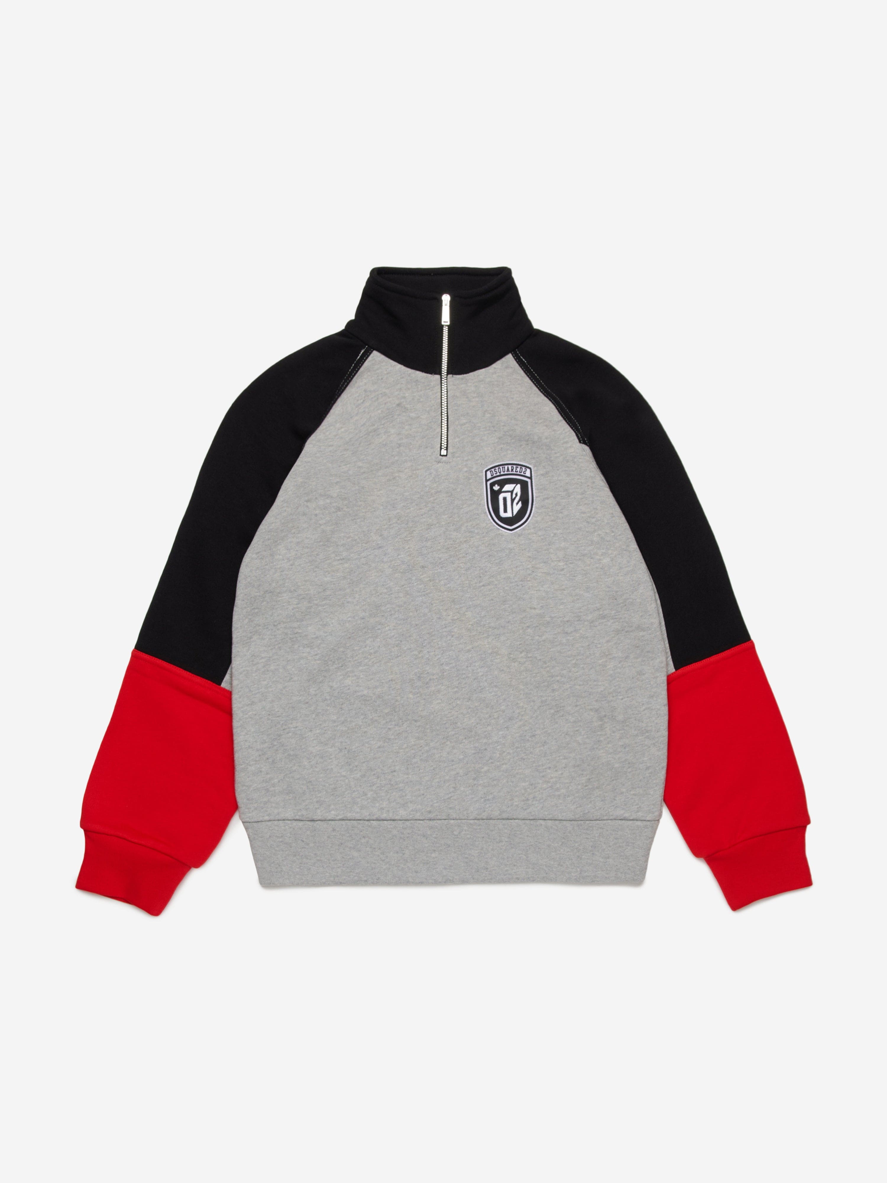 Dsquared2 Kids Colourblock Half Zip Sweatshirt in Grey Cheapest Pice Cheap Online