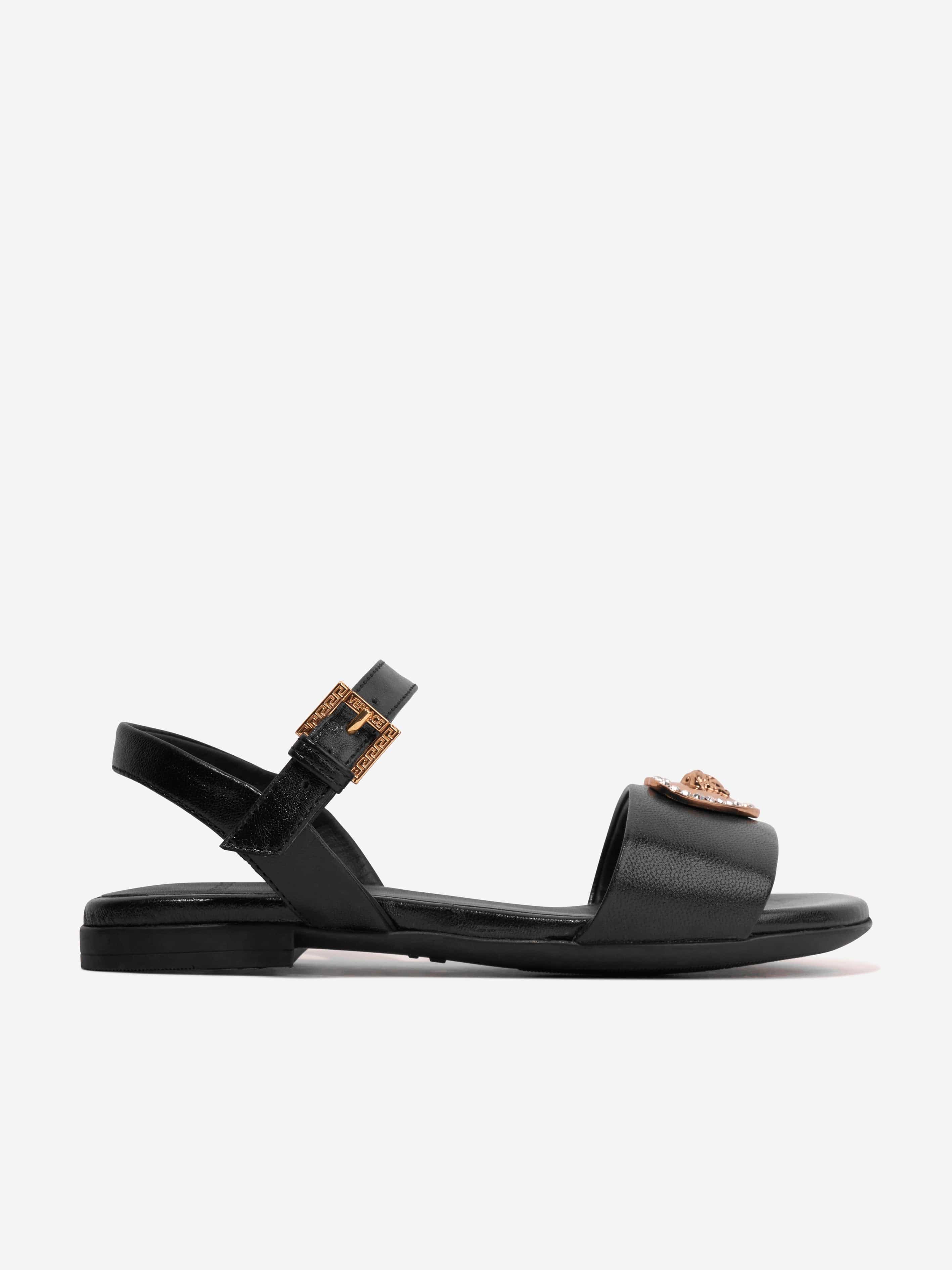 Versace Girls Heart Logo Sandals in Black Buy Cheap Wholesale Pice