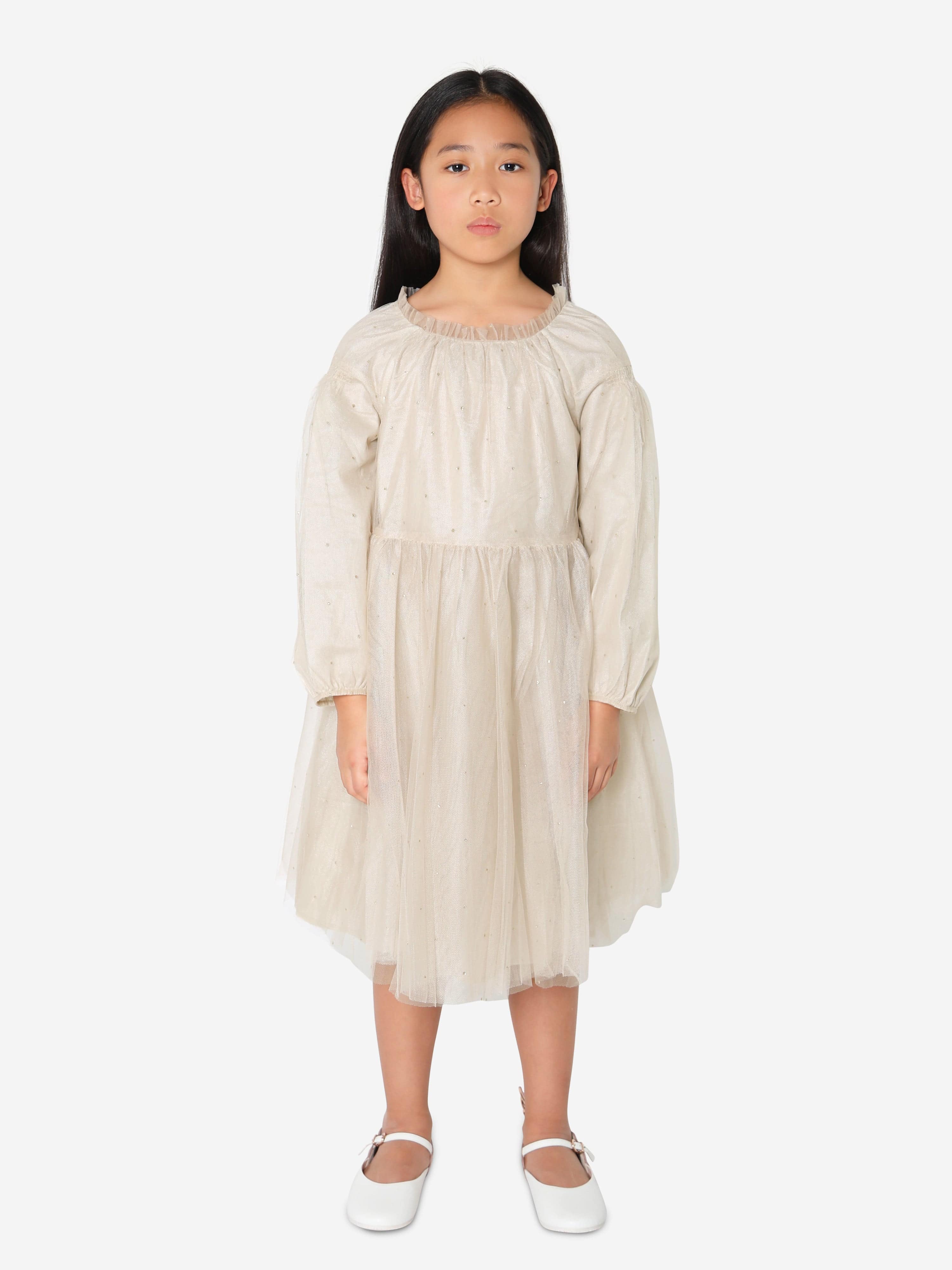 Bonpoint Girls Bluebell Dress In Beige Sale Outlet Locations