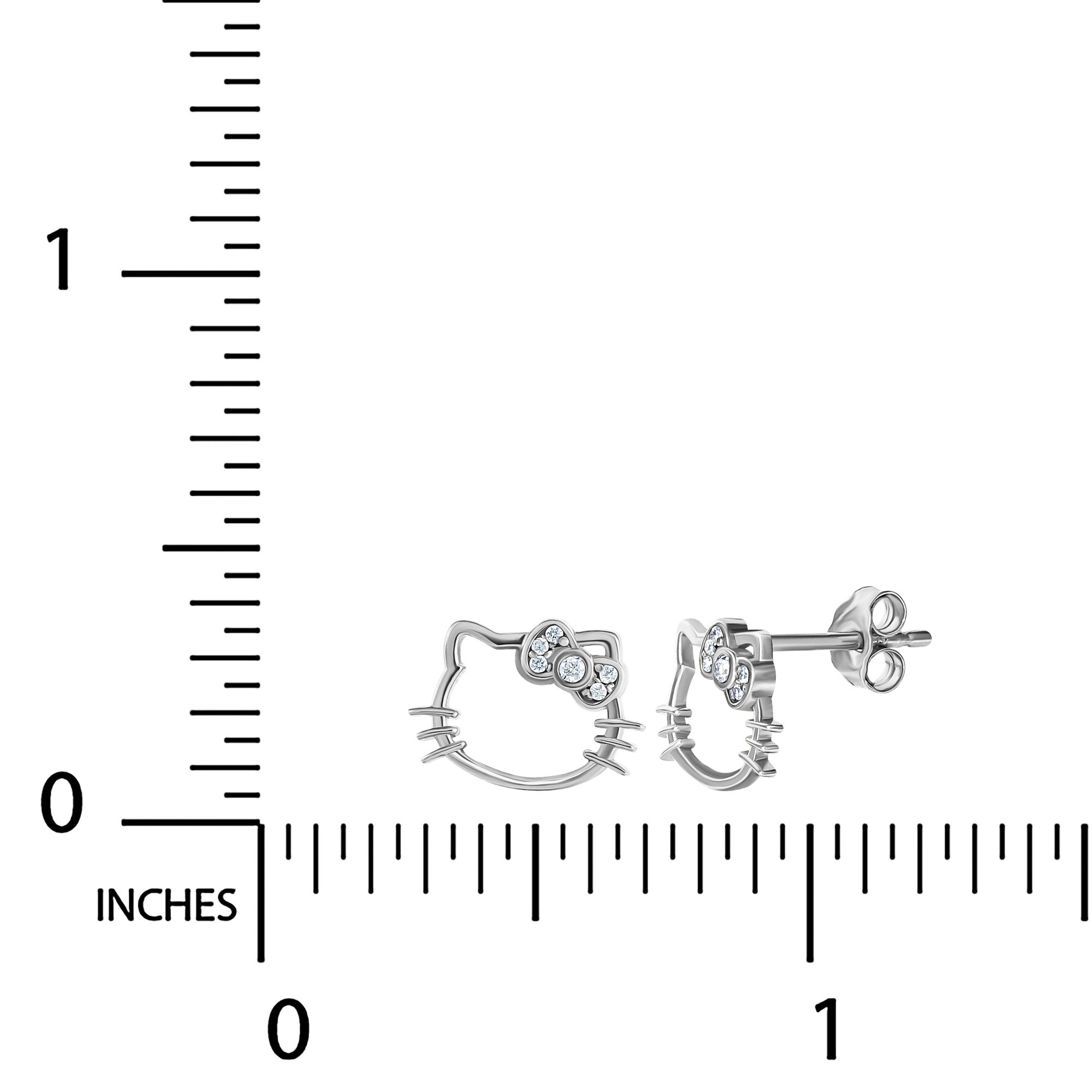 Hello Kitty Sterling Silver Silhouette Diamond Stud Earrings Outlet Factory Outlet