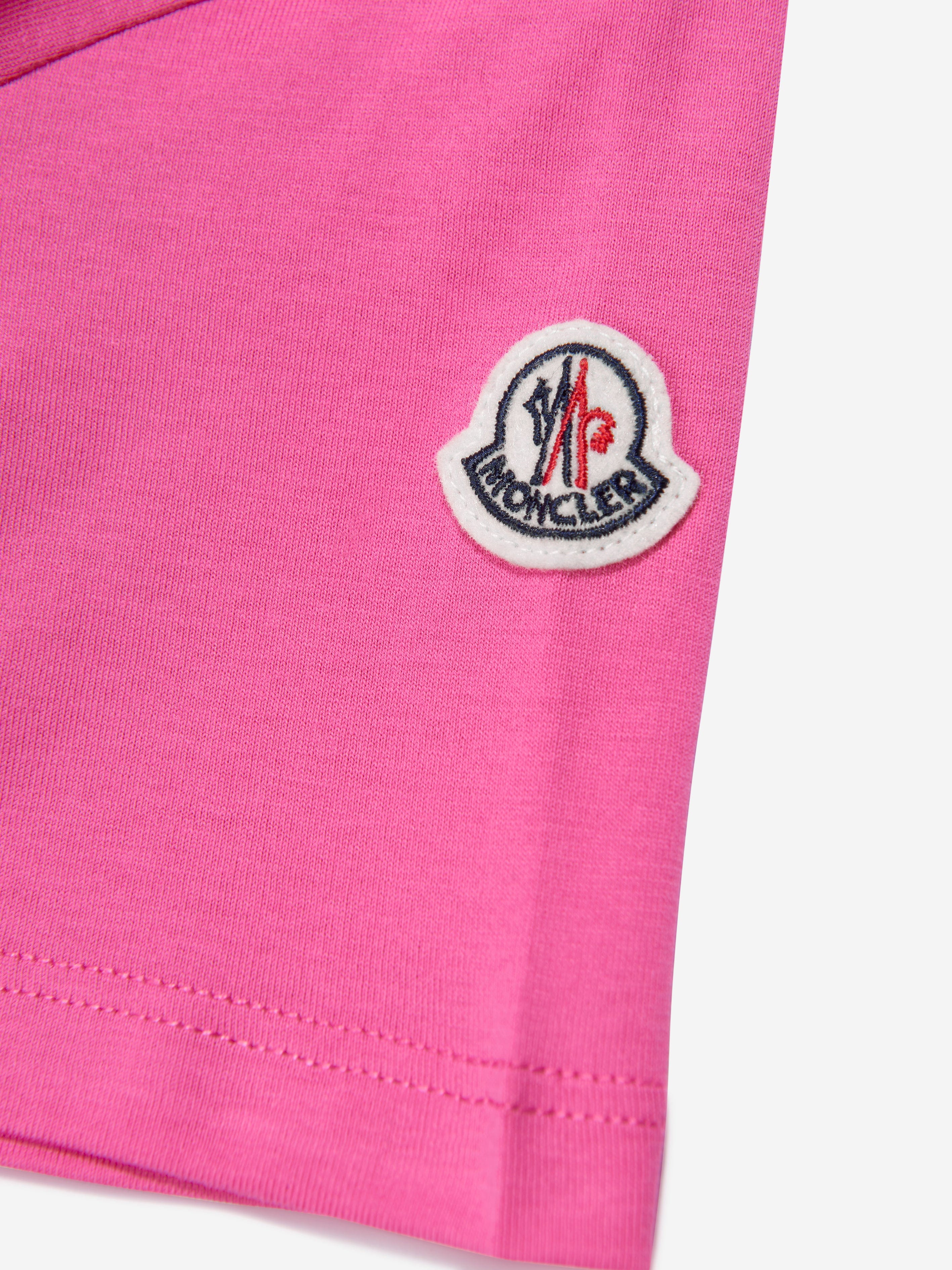 Moncler Enfant Girls Logo Print T-Shirt in Pink Official Site For Sale