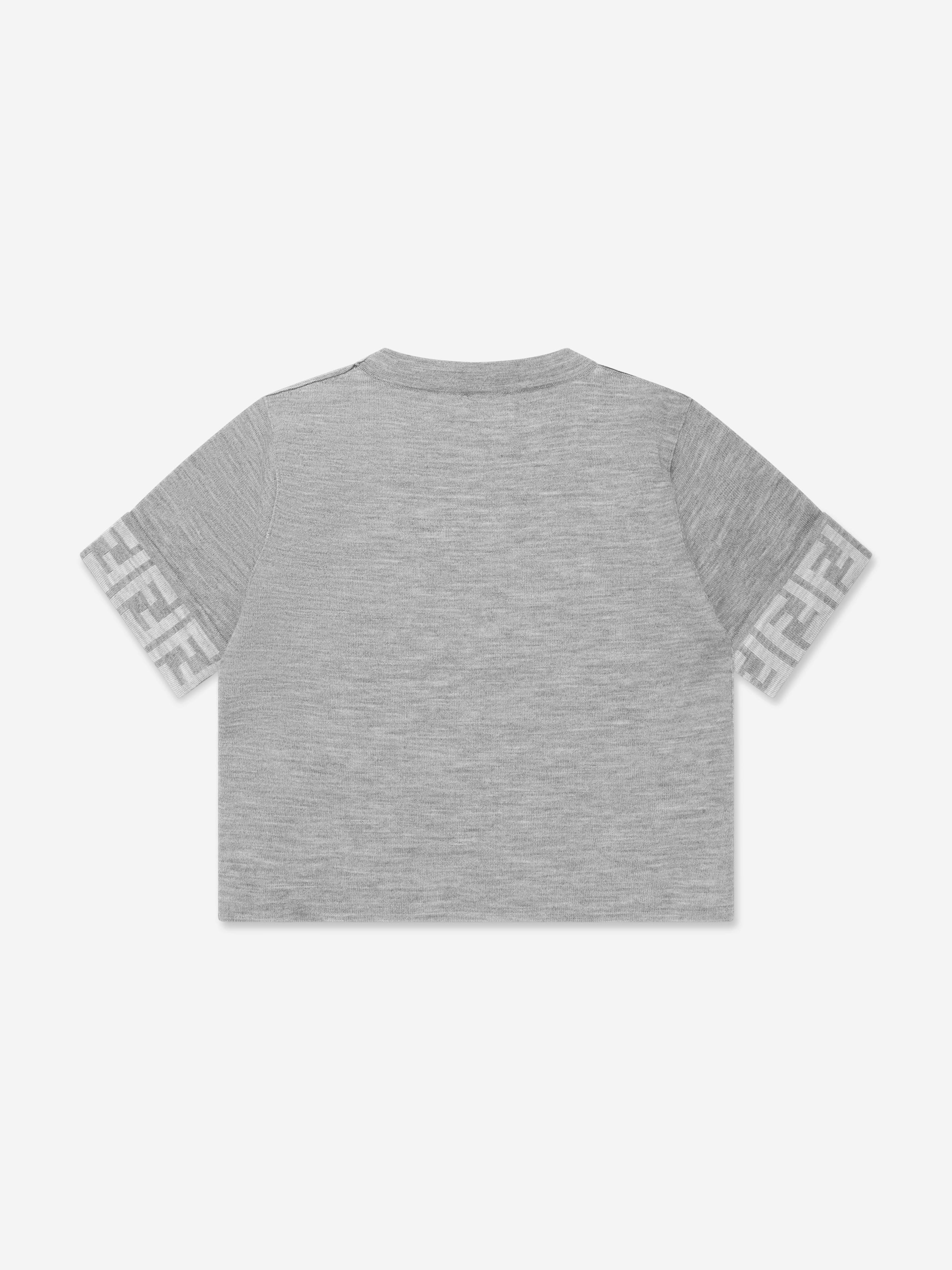 Fendi Girls Knitted FF Logo Jumper in Grey Discount Authentic Online