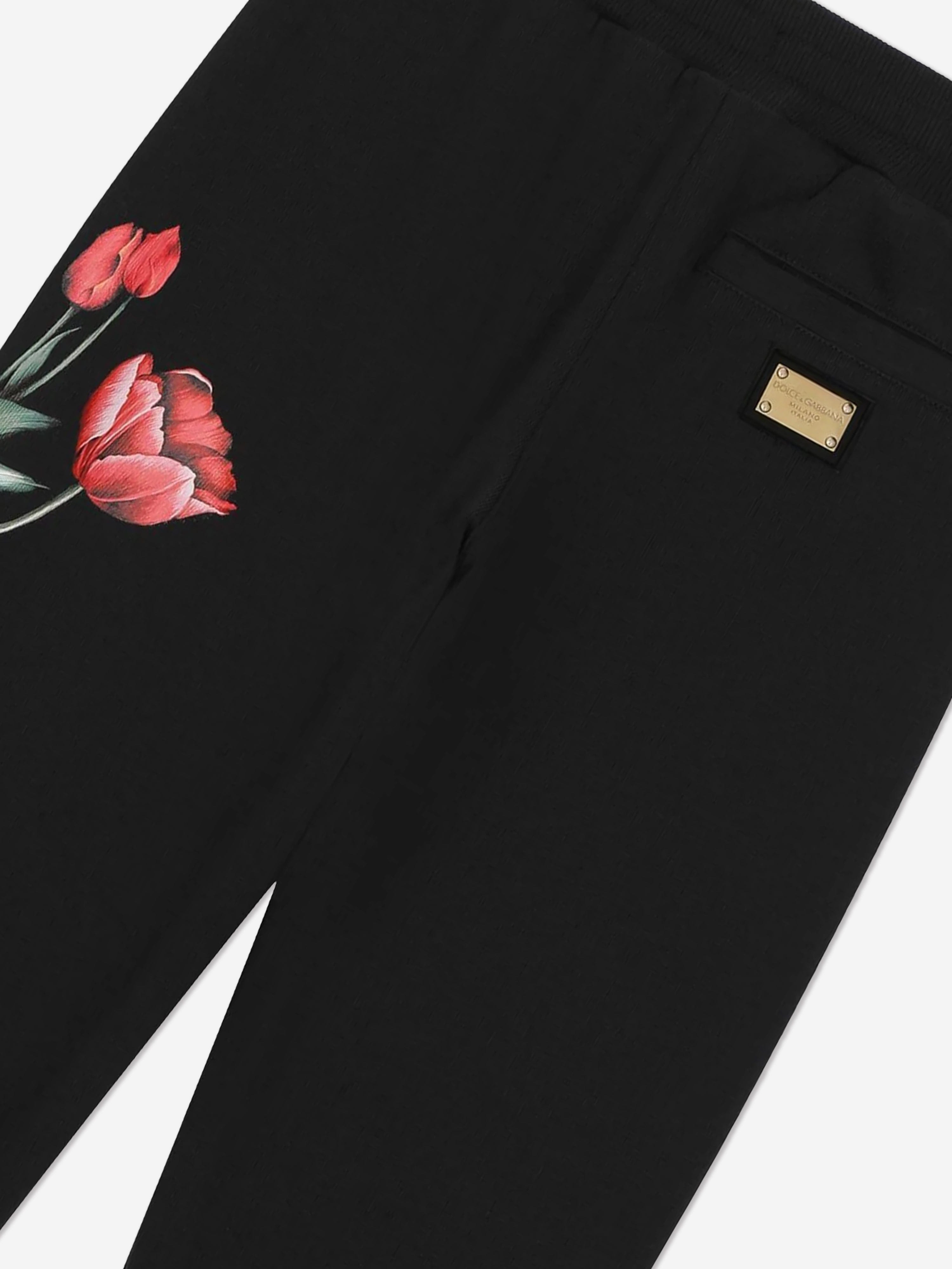 Dolce & Gabbana Girls Embroidered Tulip Joggers in Navy Sale Official