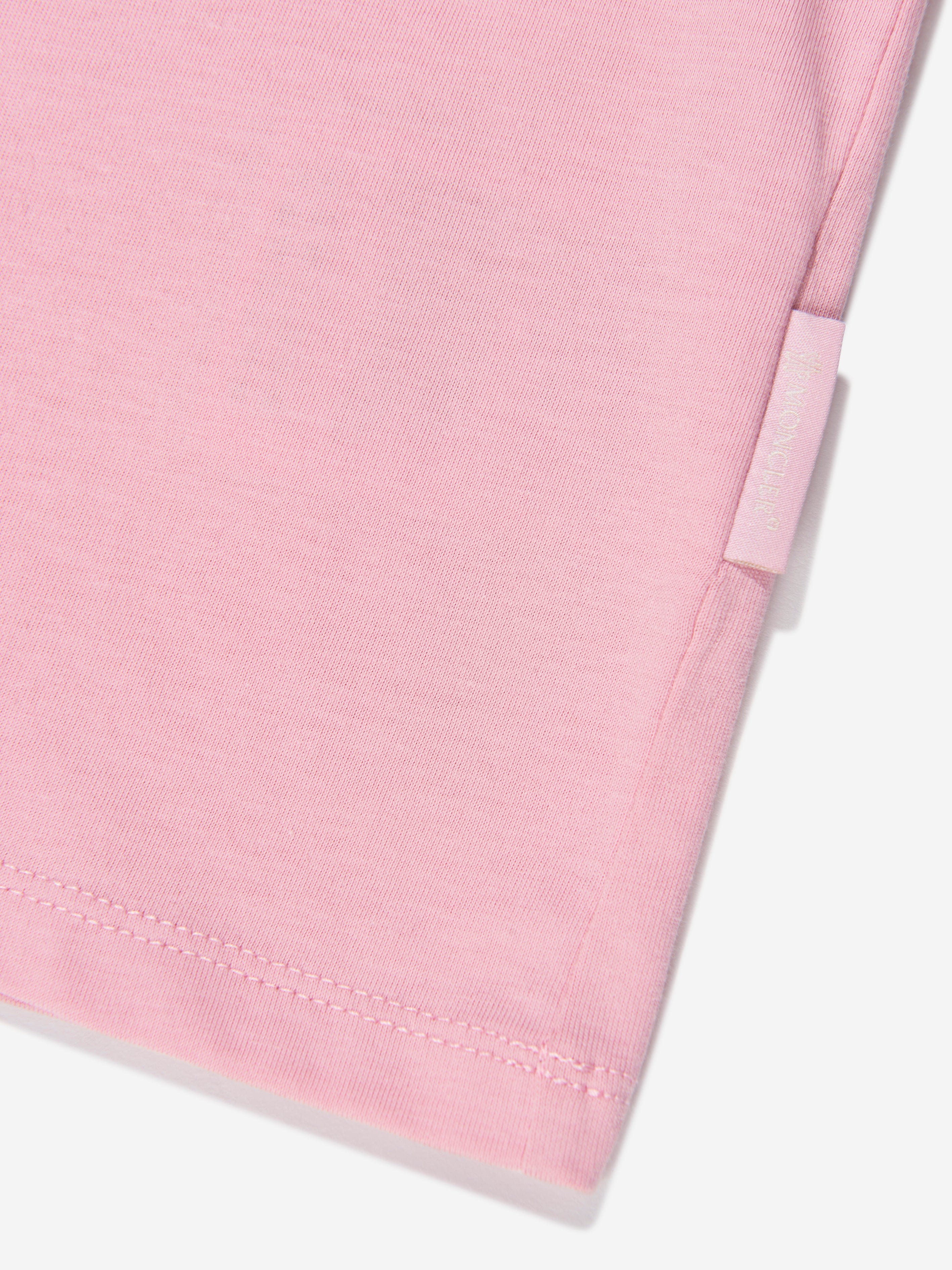 Moncler Enfant Girls Logo Print T-Shirt in Pink Clearance Pictures
