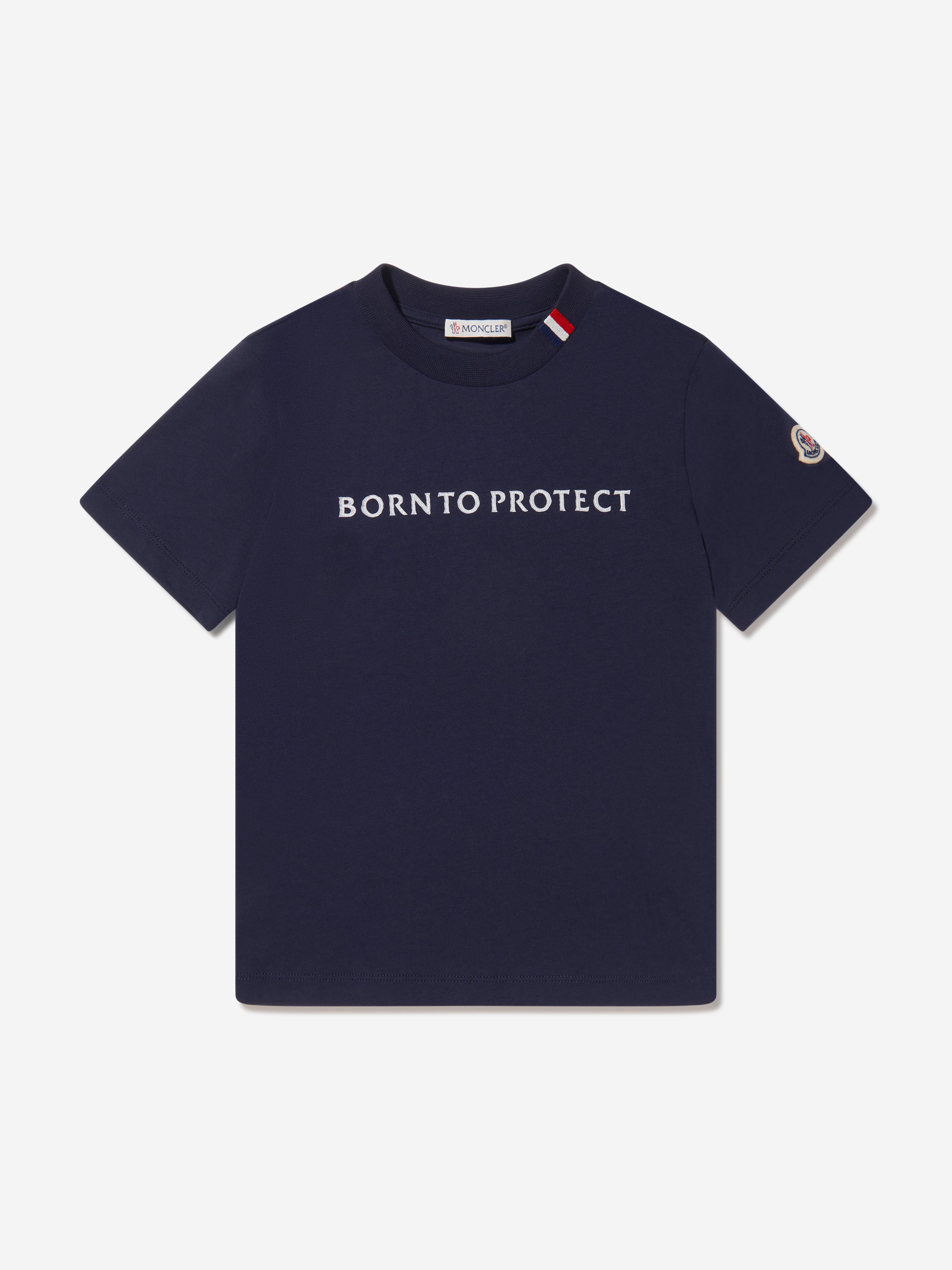 Moncler Enfant Kids Born To Protect T-Shirt in Navy Free Shipping Best Pices