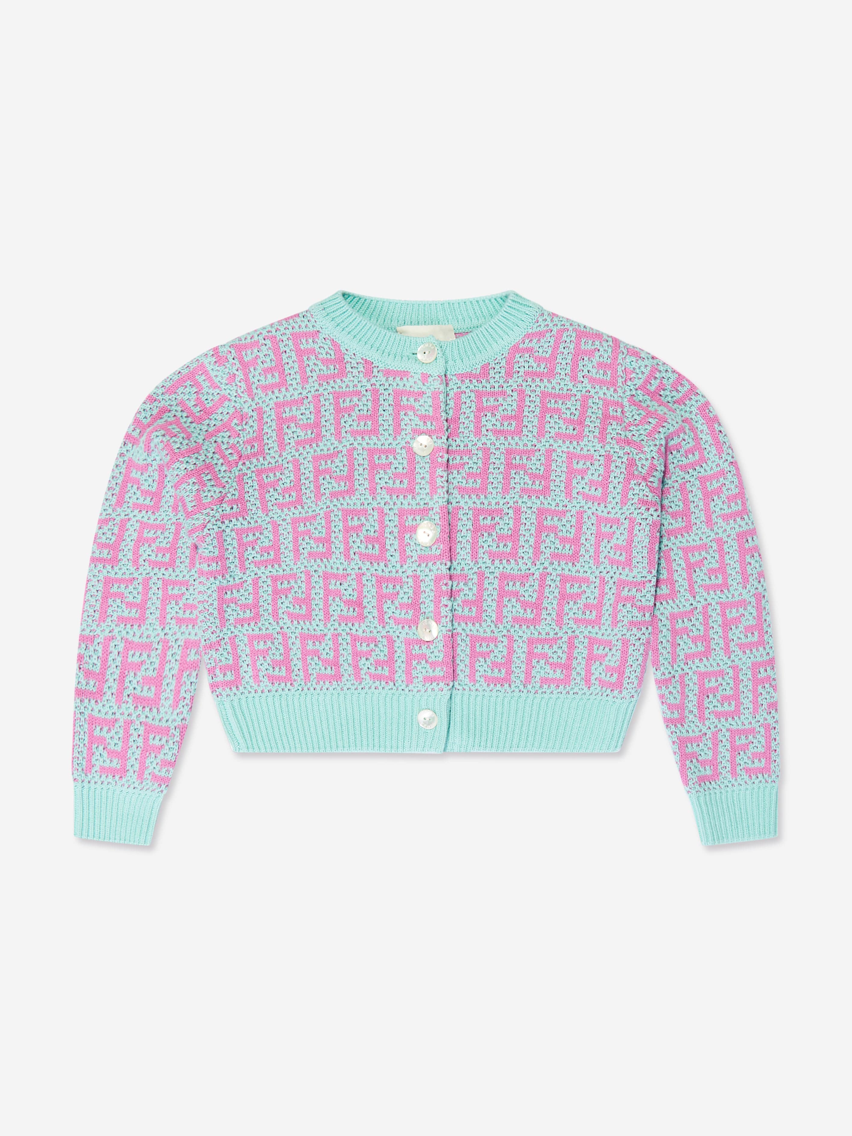 Fendi Girls Crochet Knit Cardigan in Multicolour Best Sale Cheap Pice