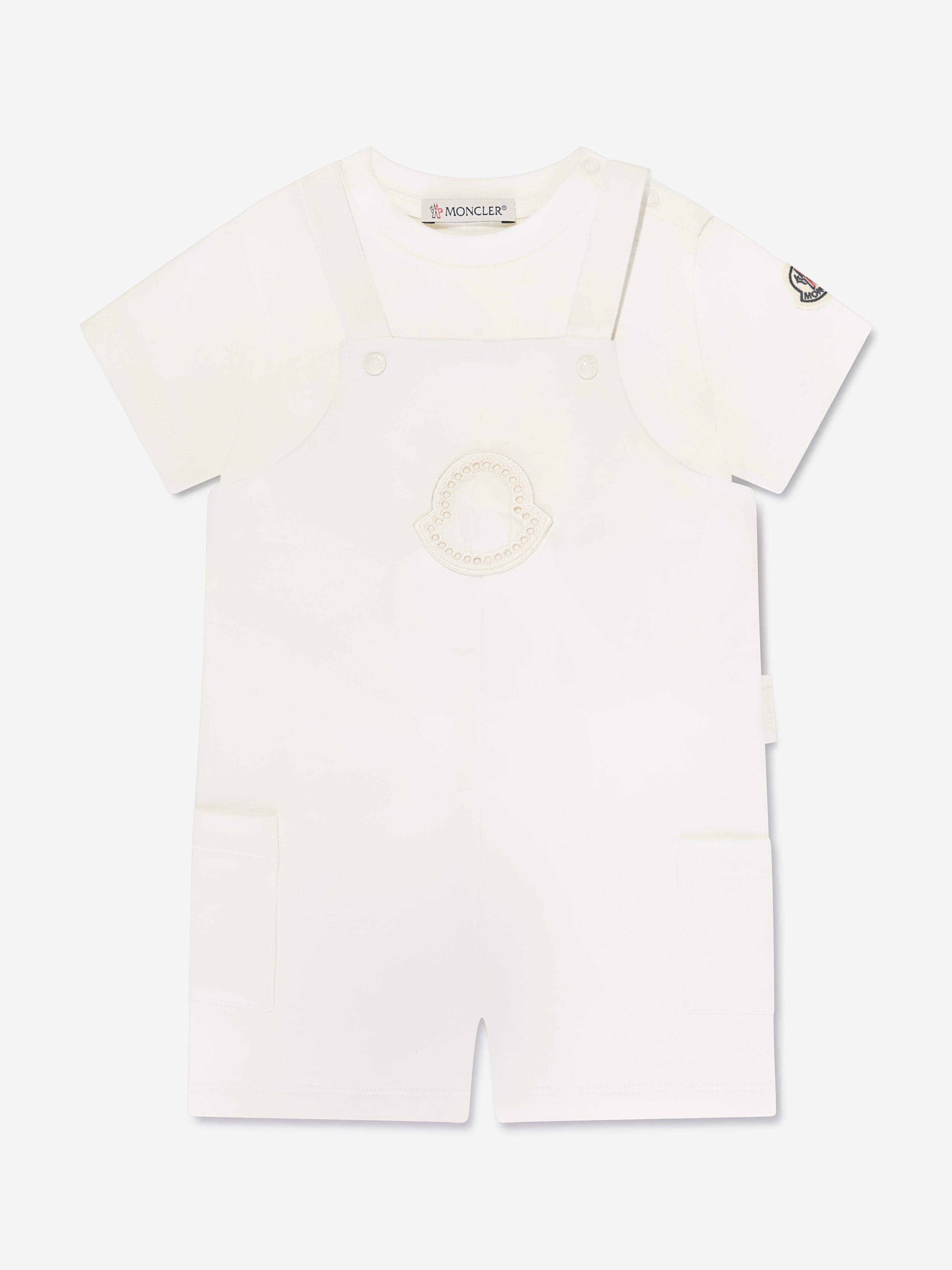 Moncler Enfant Baby Girls Logo Romper in Ivory Discount Shop Offer