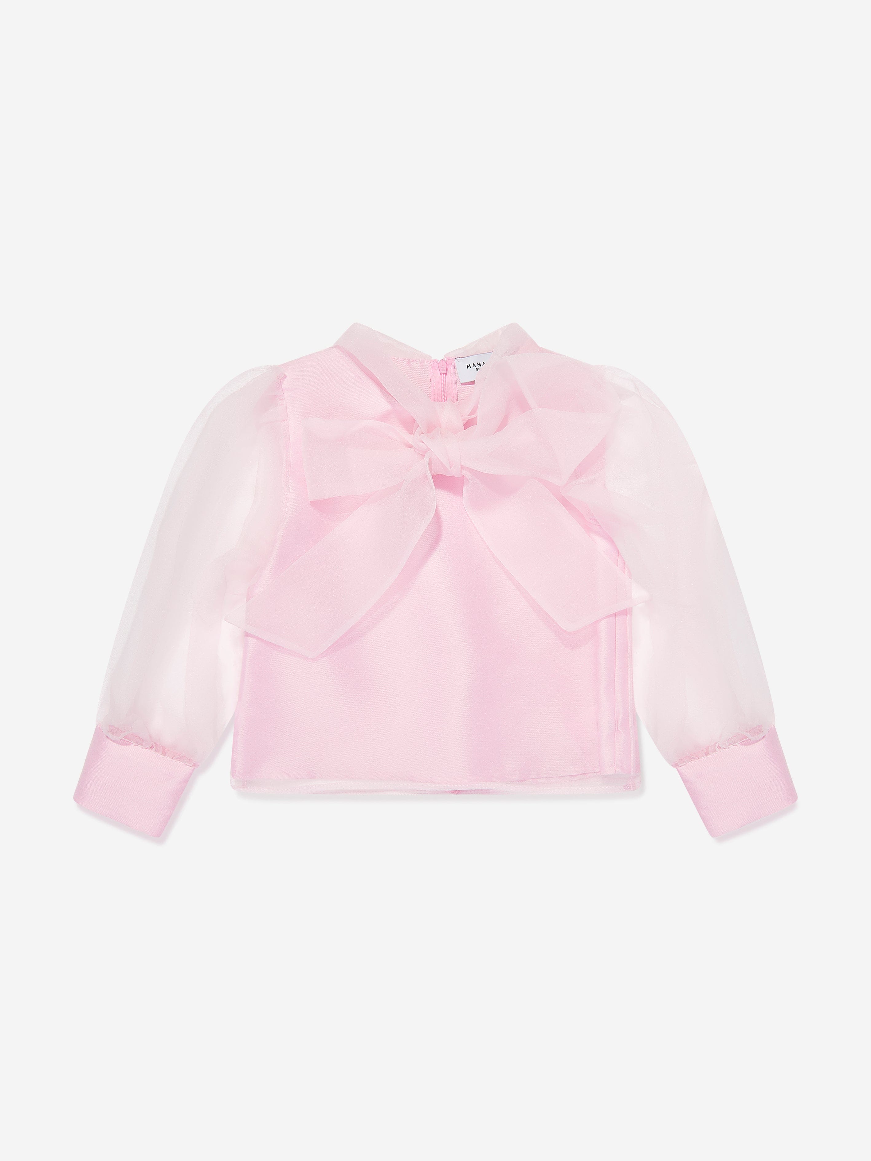 Mama Luma Girls Organza Bow Blouse in Pink Cheap For Nice