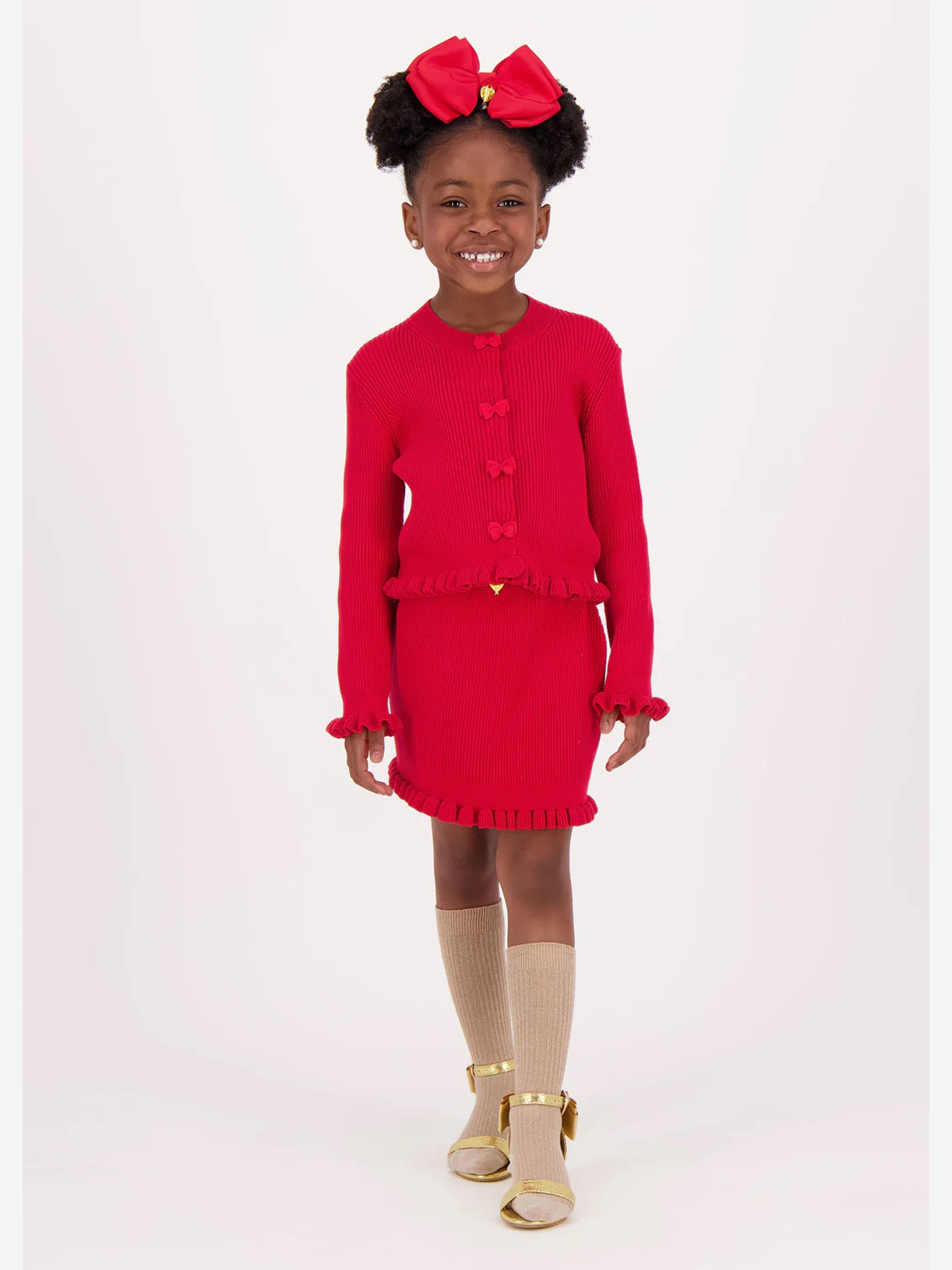 Angels Face Girls Troy Rib Knitted Skirt in Red Latest Sale Online