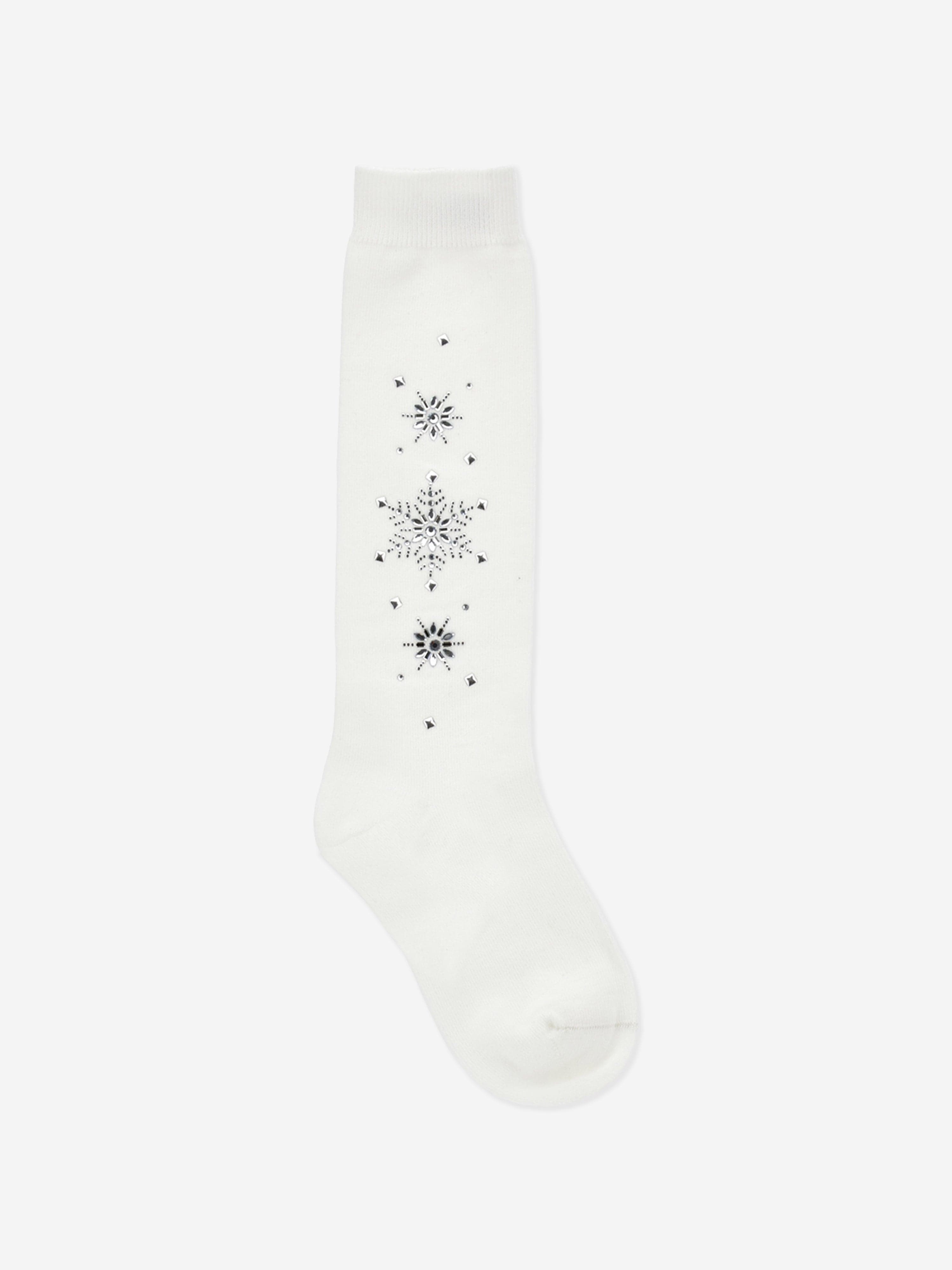 Monnalisa Girls Rhinestone Socks in White Clearance 2025 Unisex