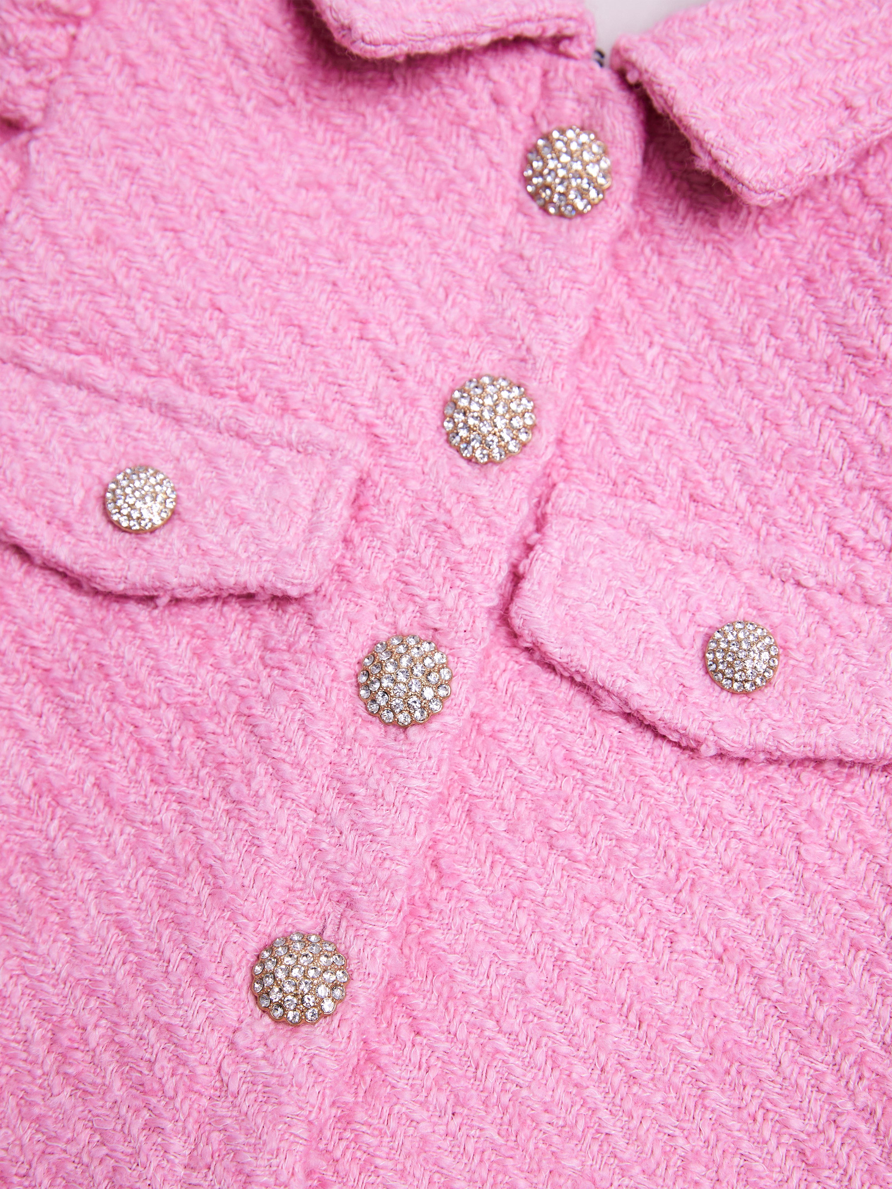 BCBG Girls Tweed Puff Sleeve Jacket in Pink Buy Cheap Authentic