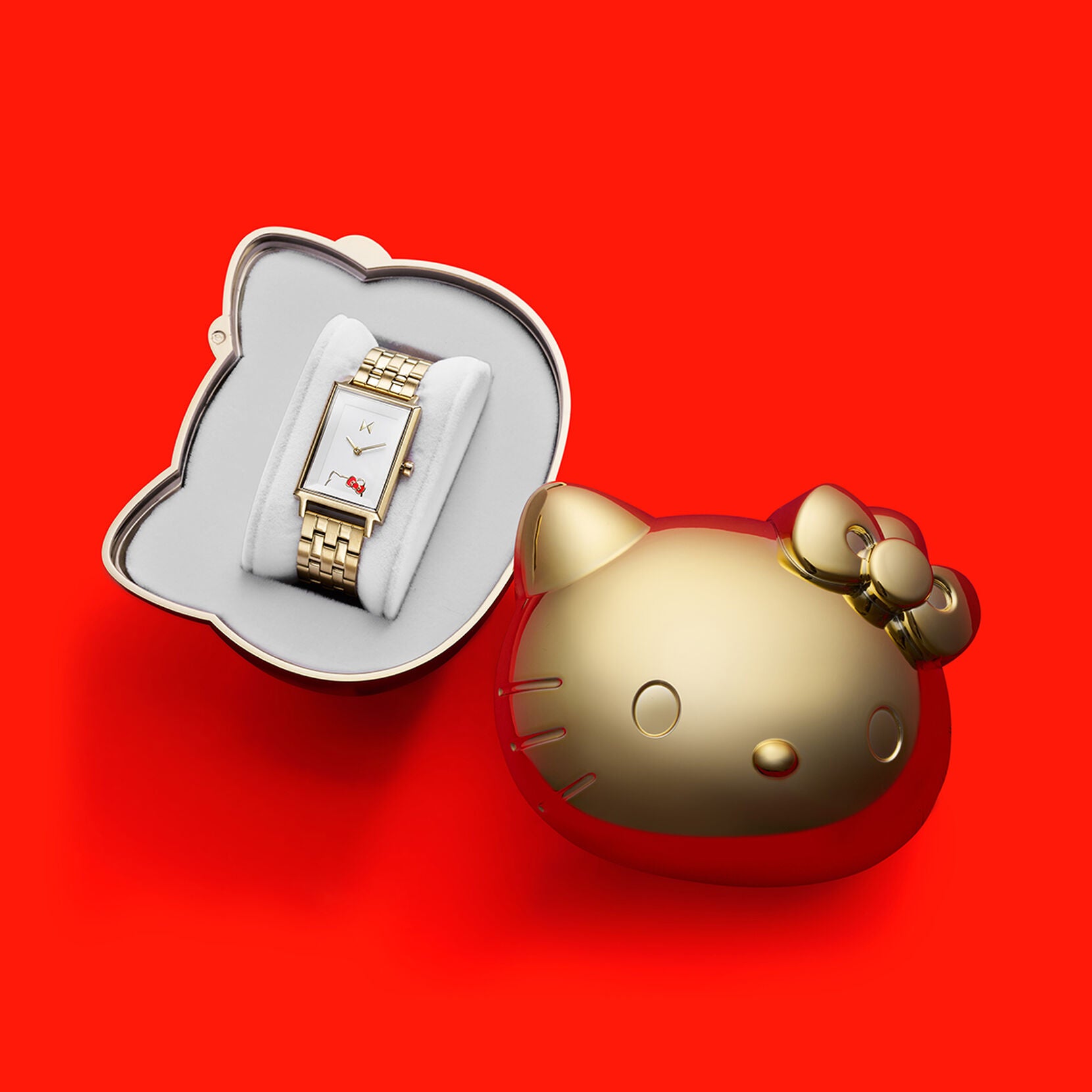 Hello Kitty x MVMT Signature Square Watch (Yellow Gold) For Sale Finishline