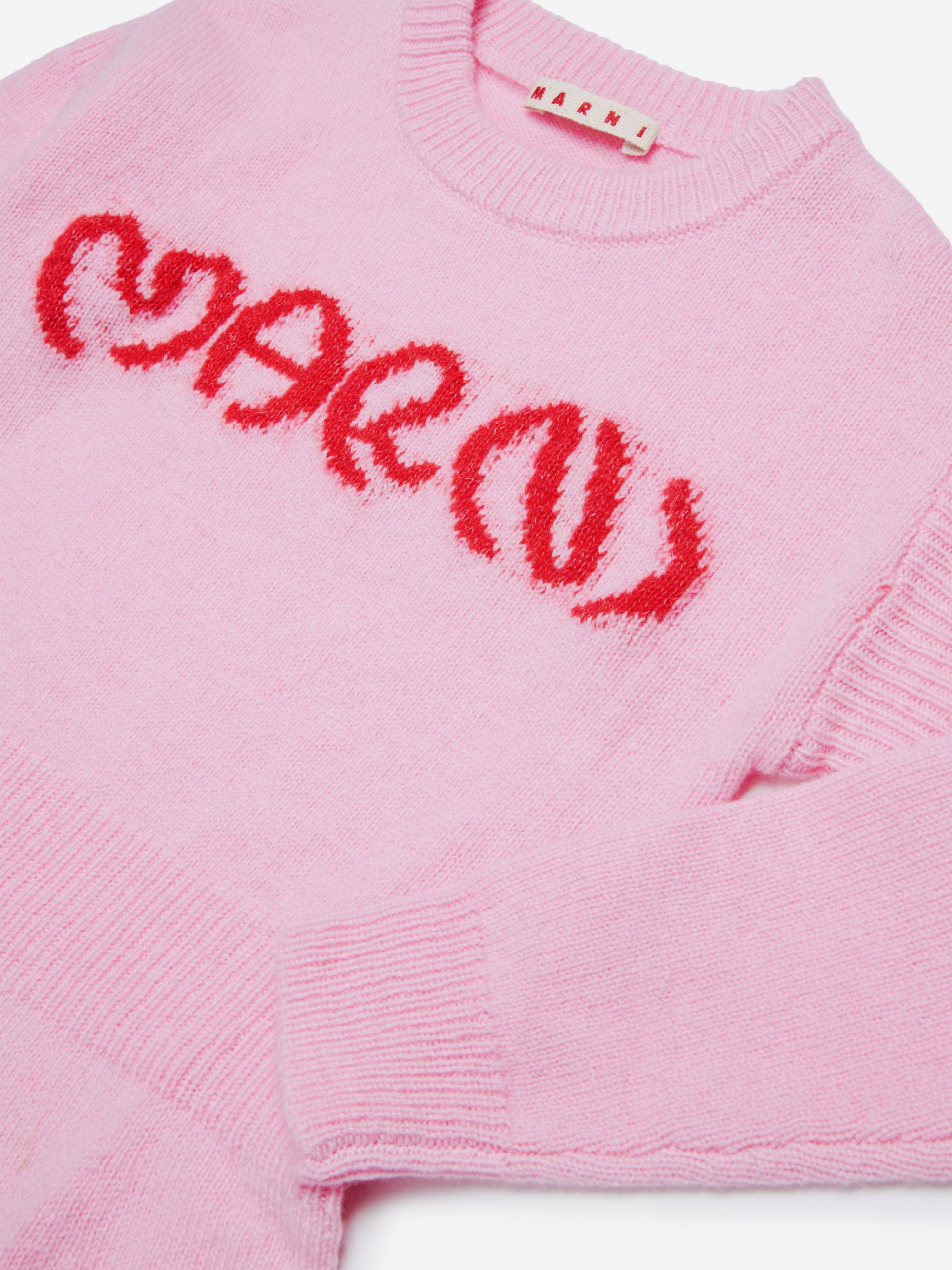 MARNI Girls Knitted Logo Dress in Pink Cheap Cost