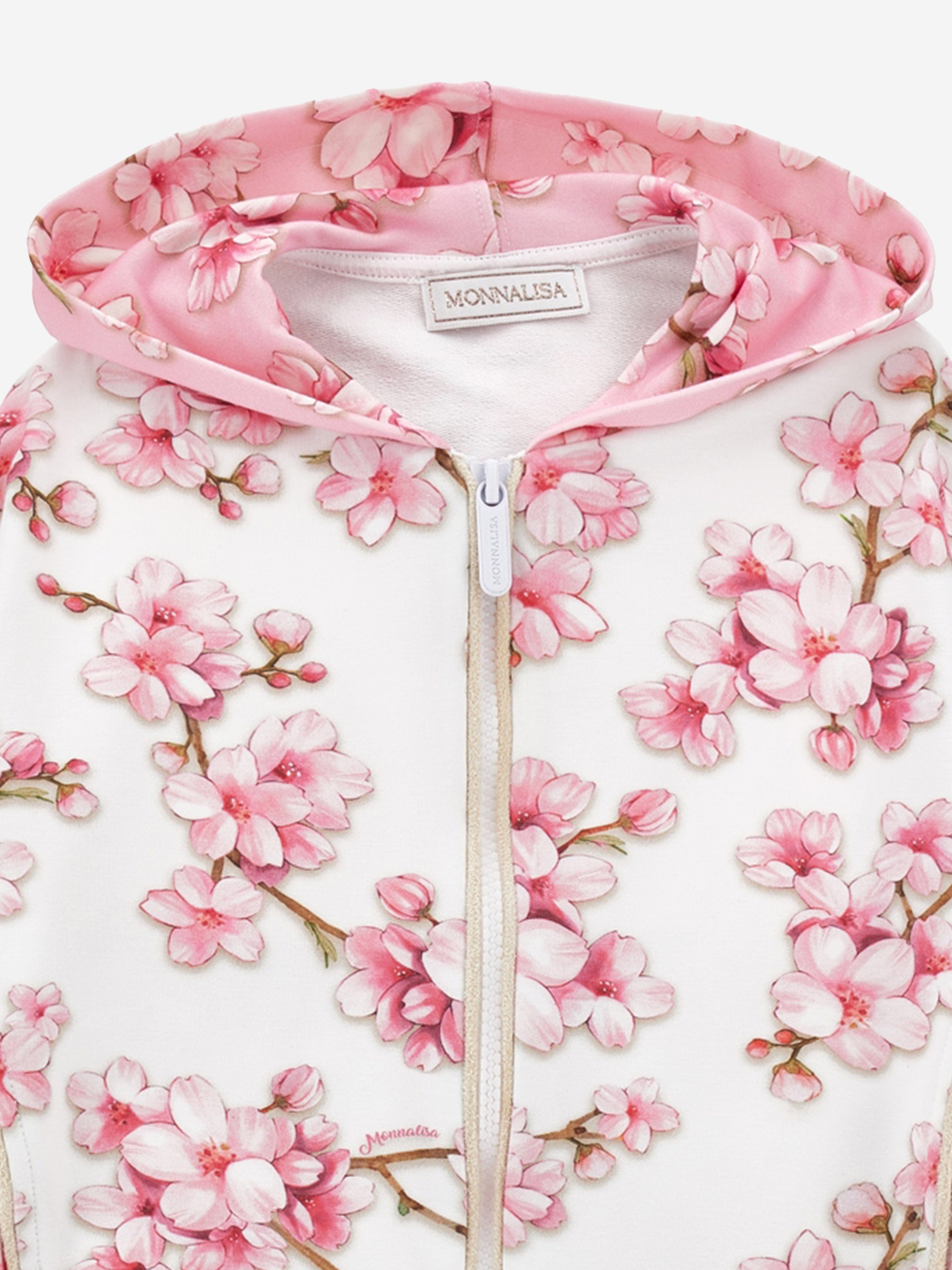 Girls Peach Blossom Zip Up Top in White Cheap Sale 100% Guaranteed