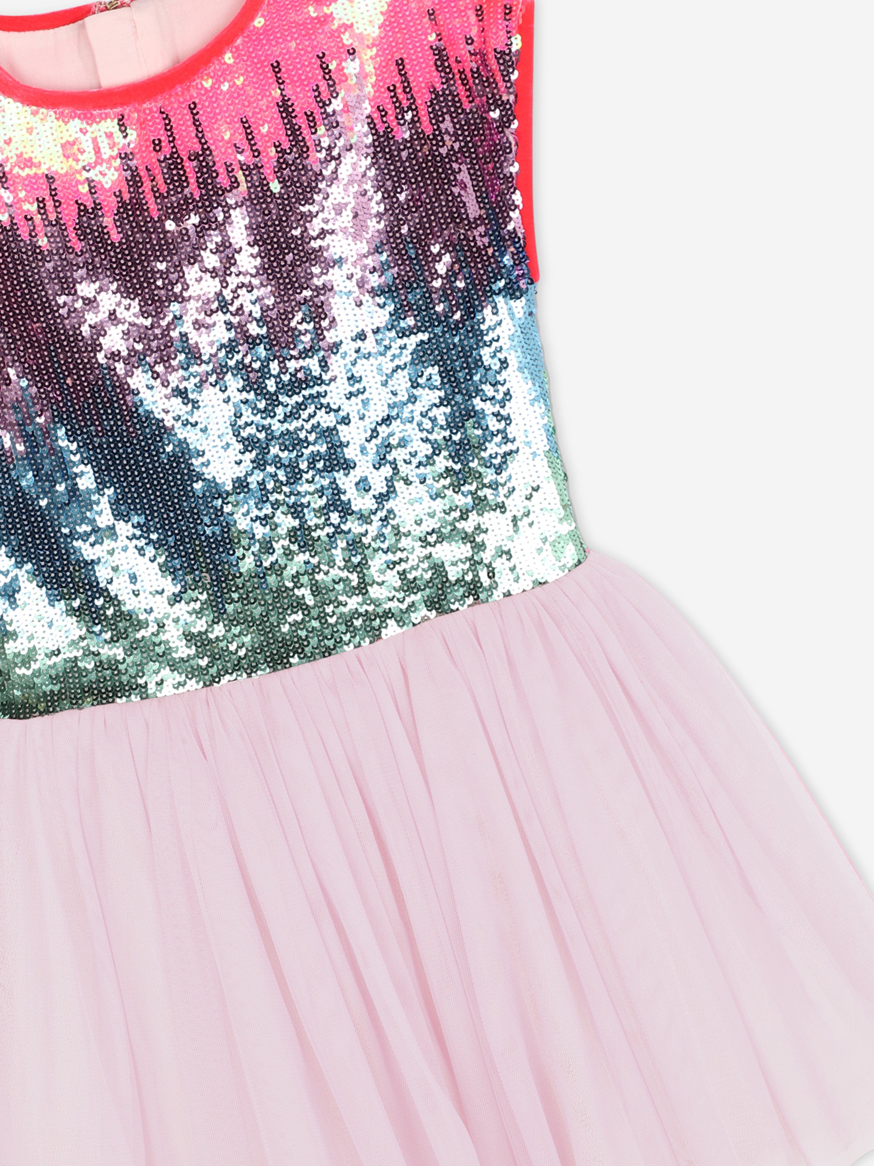 Billieblush Girls Sequin And Mesh Occasion Dress in Pink Outlet Nicekicks