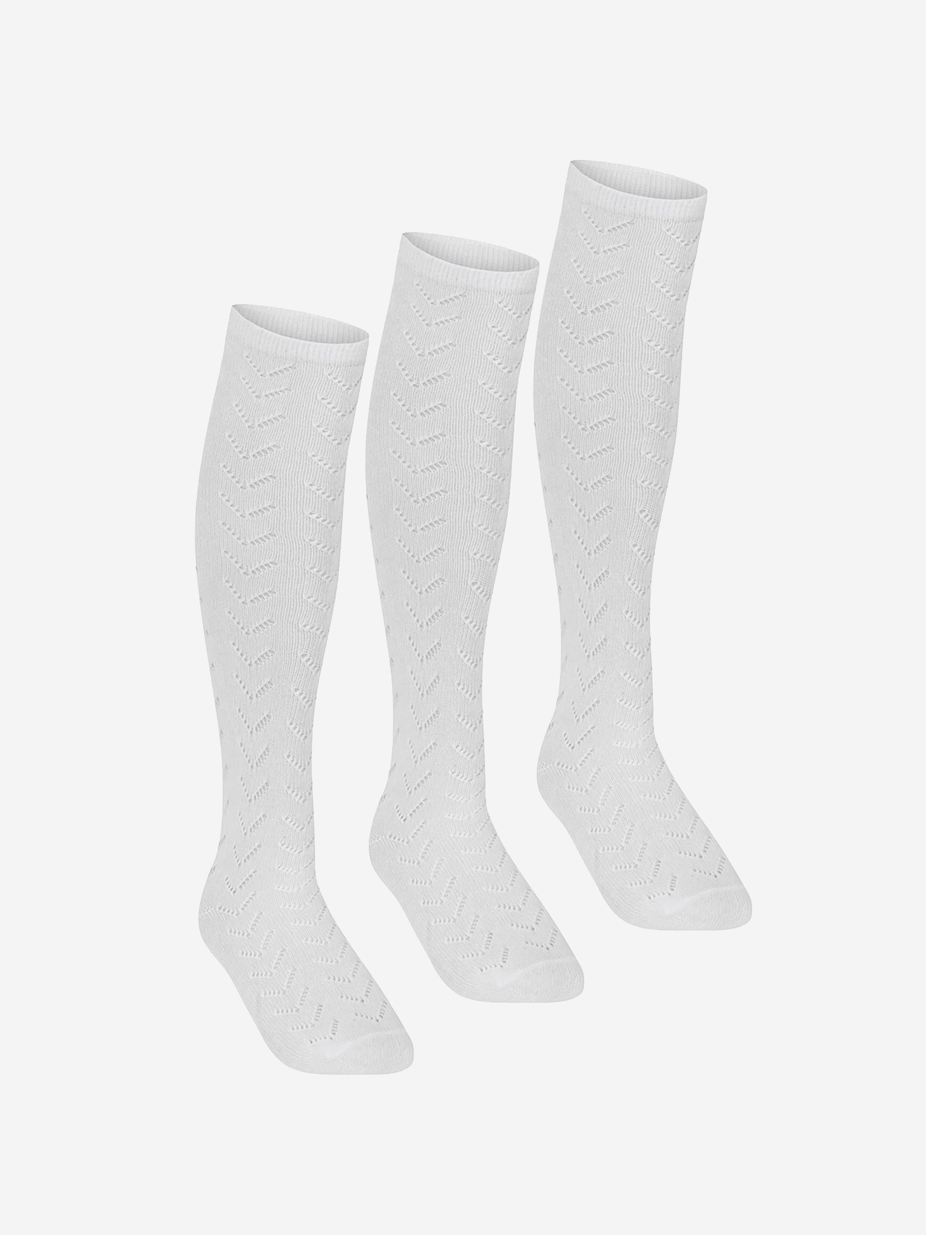 Zeco Girls School Pelerine Knee High Socks (3 Pack) in White From China Free Shipping Low Pice